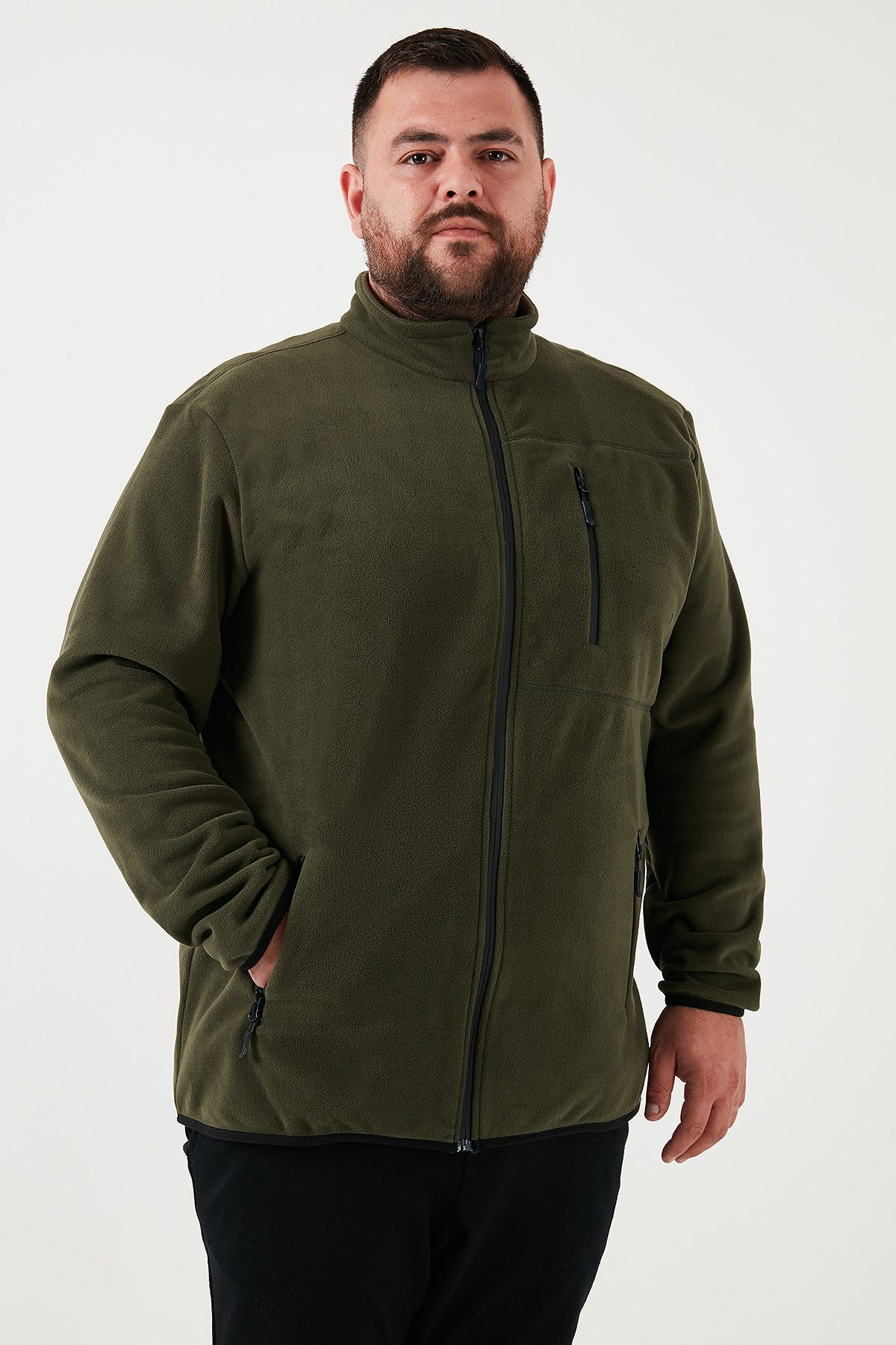 Buratti Regular Fit Dik Yaka Fermuarlı Büyük Beden Polar Hırka Erkek HIRKA 5906028B görsel 4