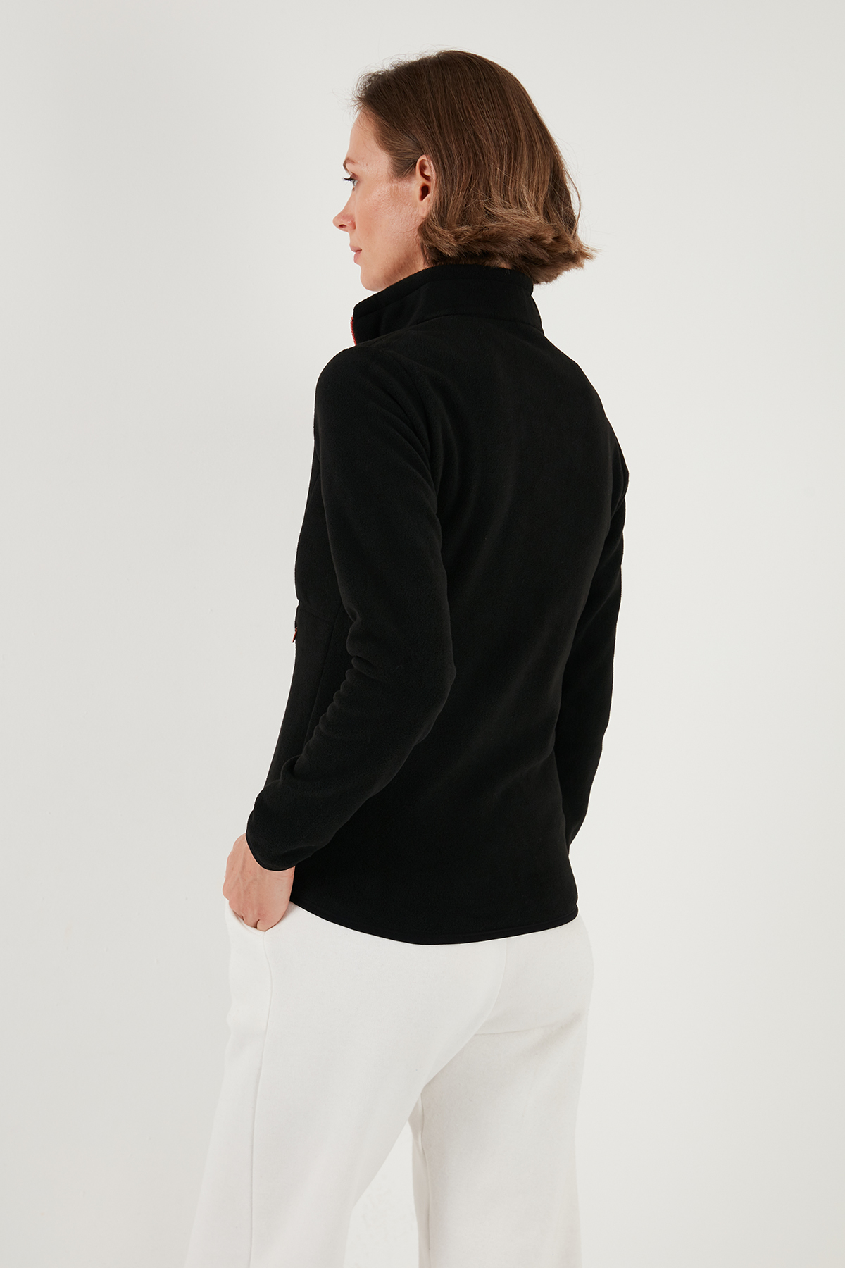 Lela Slim Fit Anti-Pilling Tüylenme Yapmayan Fermuarlı Polar Hırka Kadın HIRKA 5907012 görsel 6