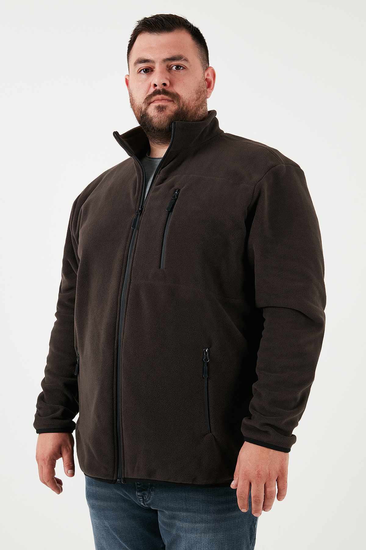Buratti Regular Fit Dik Yaka Fermuarlı Büyük Beden Polar Hırka Erkek HIRKA 5906028B görsel 2