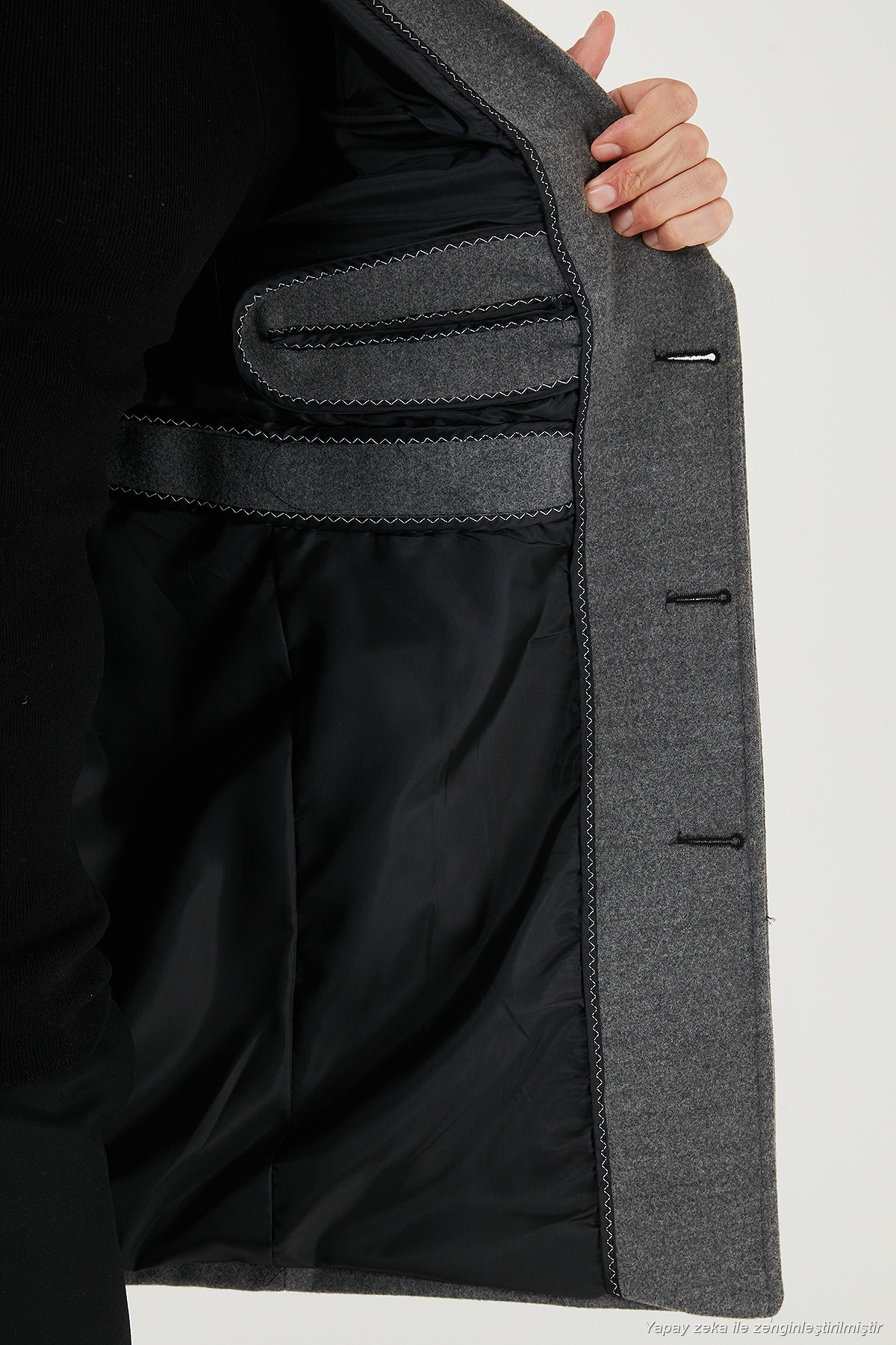 Buratti Slim Fit Apaş Yaka Astarlı Kaşe Kaban Erkek KABAN 584K1217 görsel 6