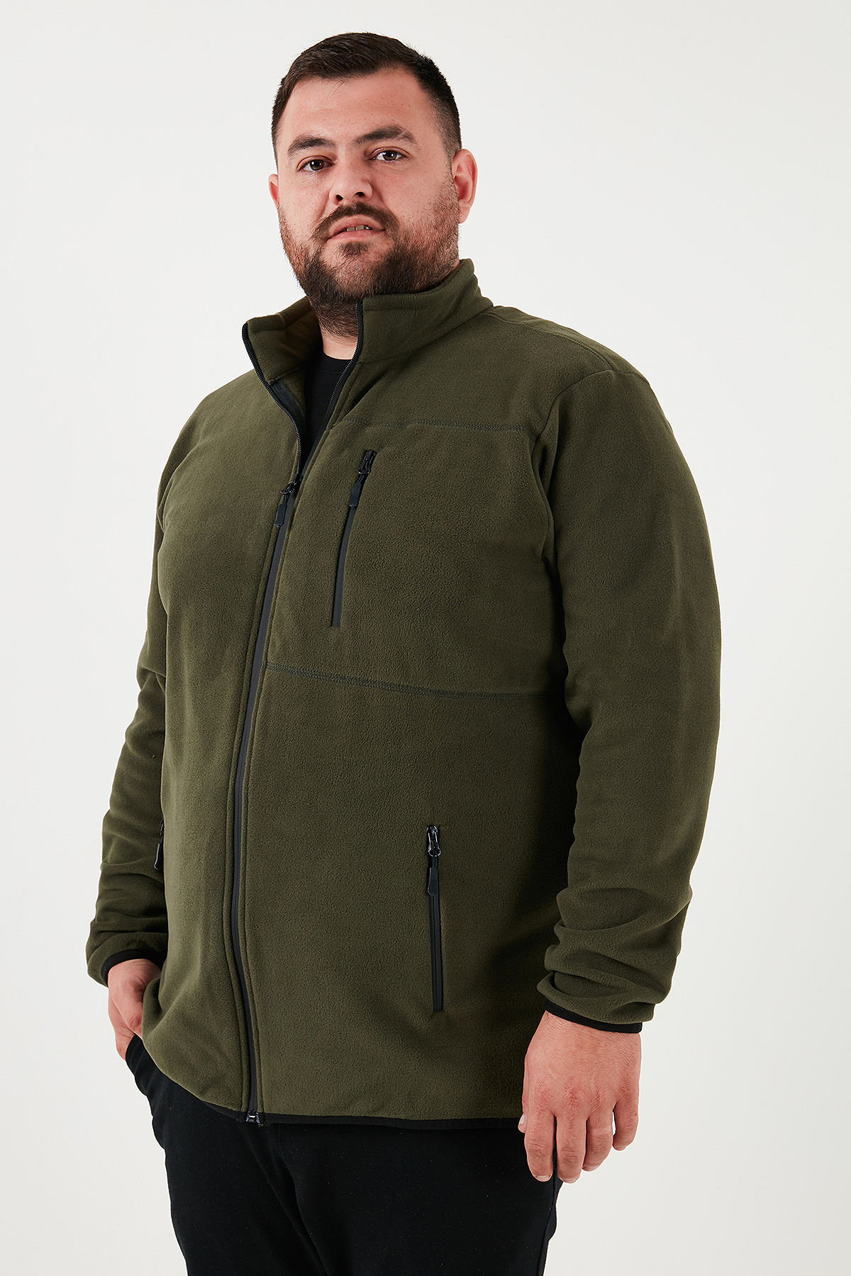 Buratti Regular Fit Dik Yaka Fermuarlı Büyük Beden Polar Hırka Erkek HIRKA 5906028B görsel 5