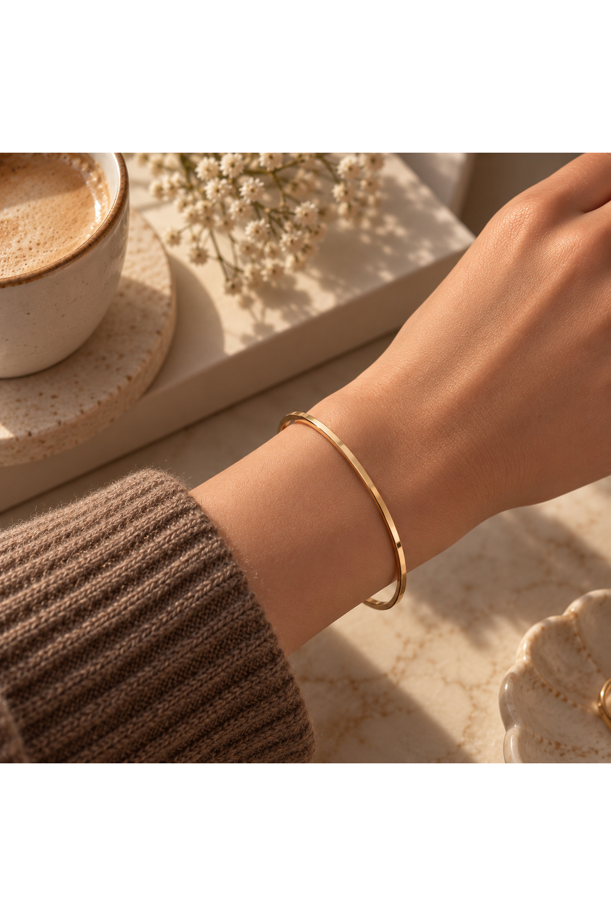 DSTSTORE Ajda Bilezik Gold Çelik Kadın Bileklik 58 - 62 Mm 1 Adet görsel 3