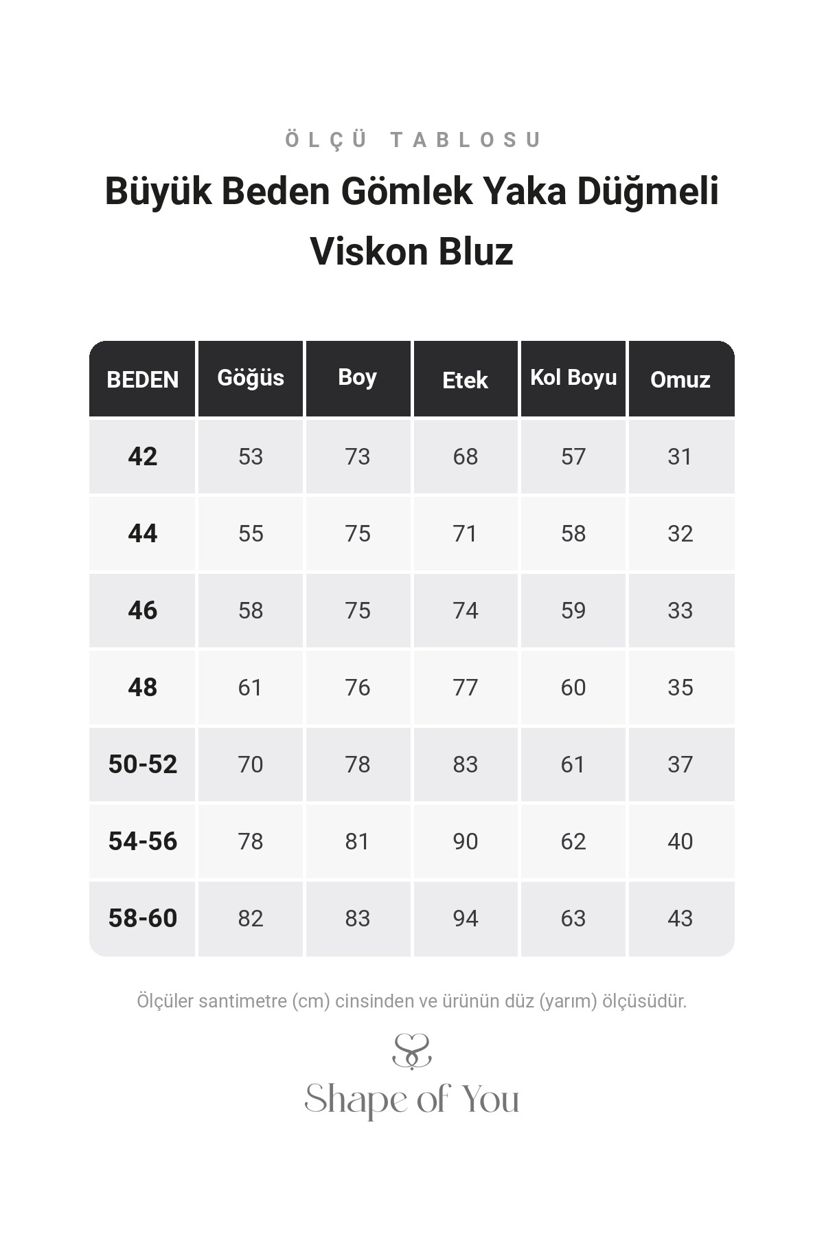 Shape Of You Büyük Beden Gömlek Yaka Düğmeli Viskon Bluz görsel 3