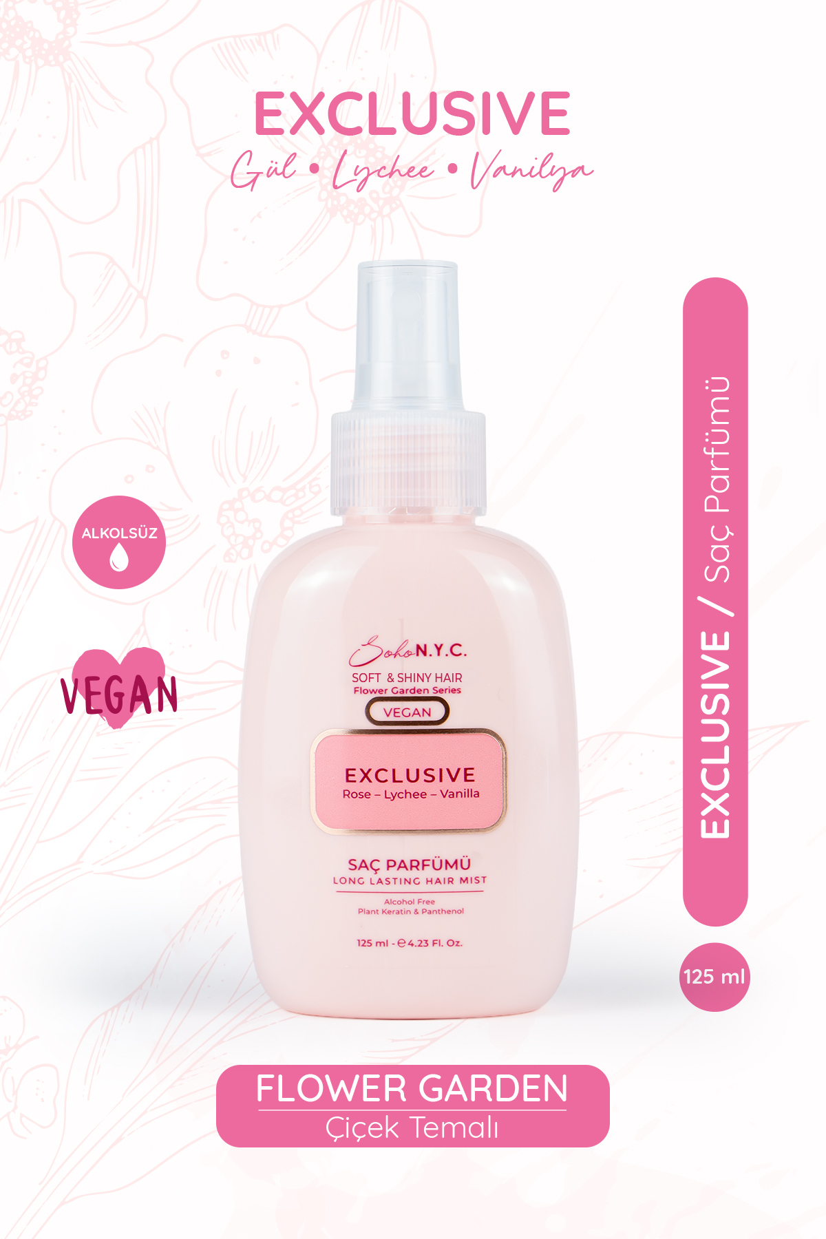 EXCLUSIVE -Gül – Lychee – Vanilya Kokulu Saç Parfümü 125 ml — NYSB2377