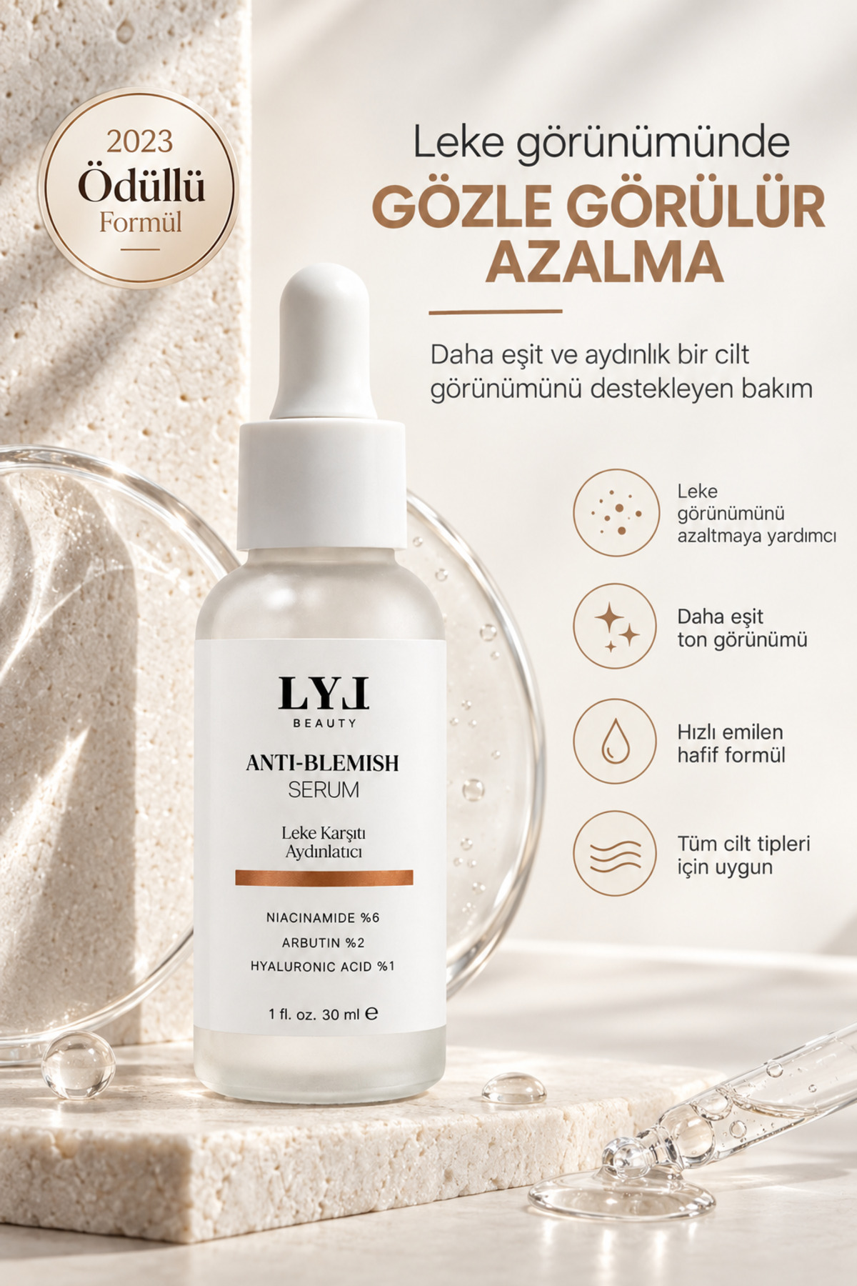 Yoğun Leke Karşıtı, Cilt tonu eşitleyici ve Aydınlatıcı Serum (Arbutin %2 + Hyaluronic Acid) 30ml — TYCDOAJK1N170656571741545 — تصویر 2 از 3