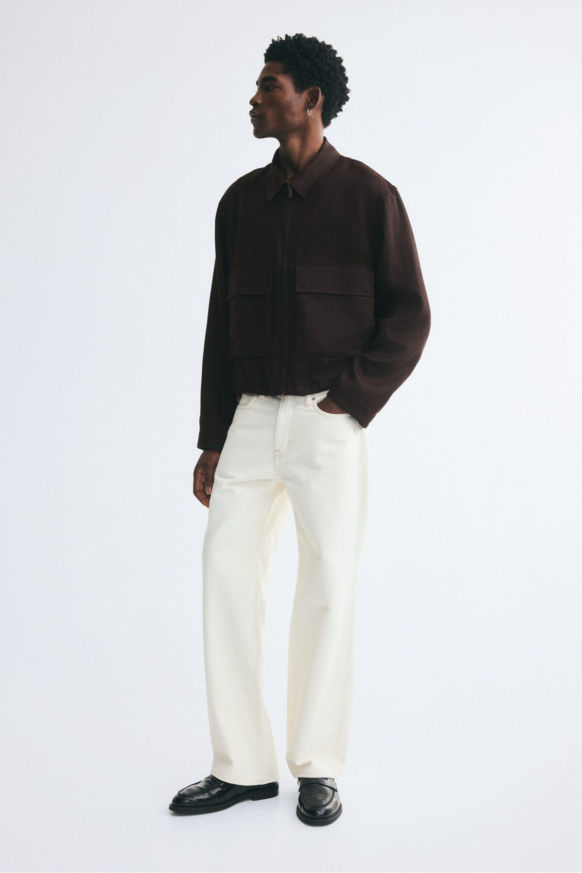 H&M Keten Karışımlı ve Fermuarlı Overshirt Gömlek görsel 6