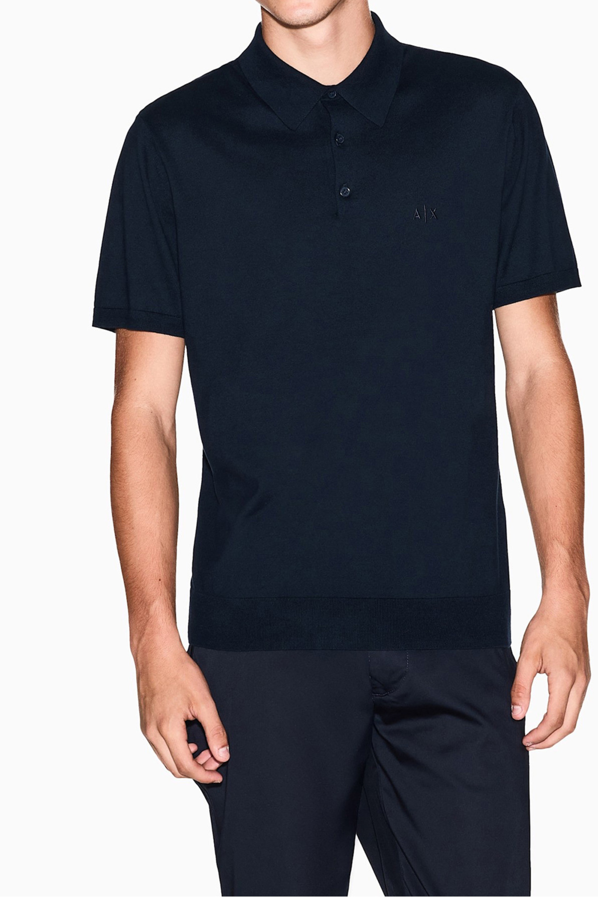 تی شرت مردانه یقه پولو سرمه‌ای آرمانی اکسچنج پولوشرت Armani Exchange