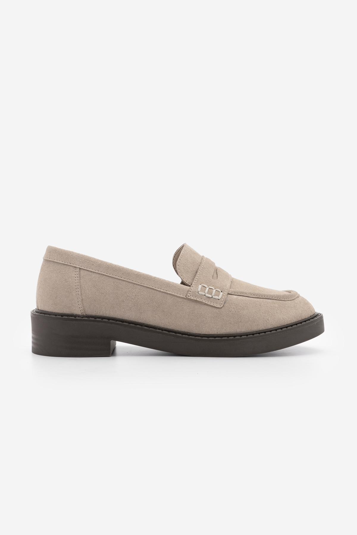 Marjin Kadın Loafer Günlük Klasik Ayakkabı Casual Makosen Fonle Bej Süet görsel 3