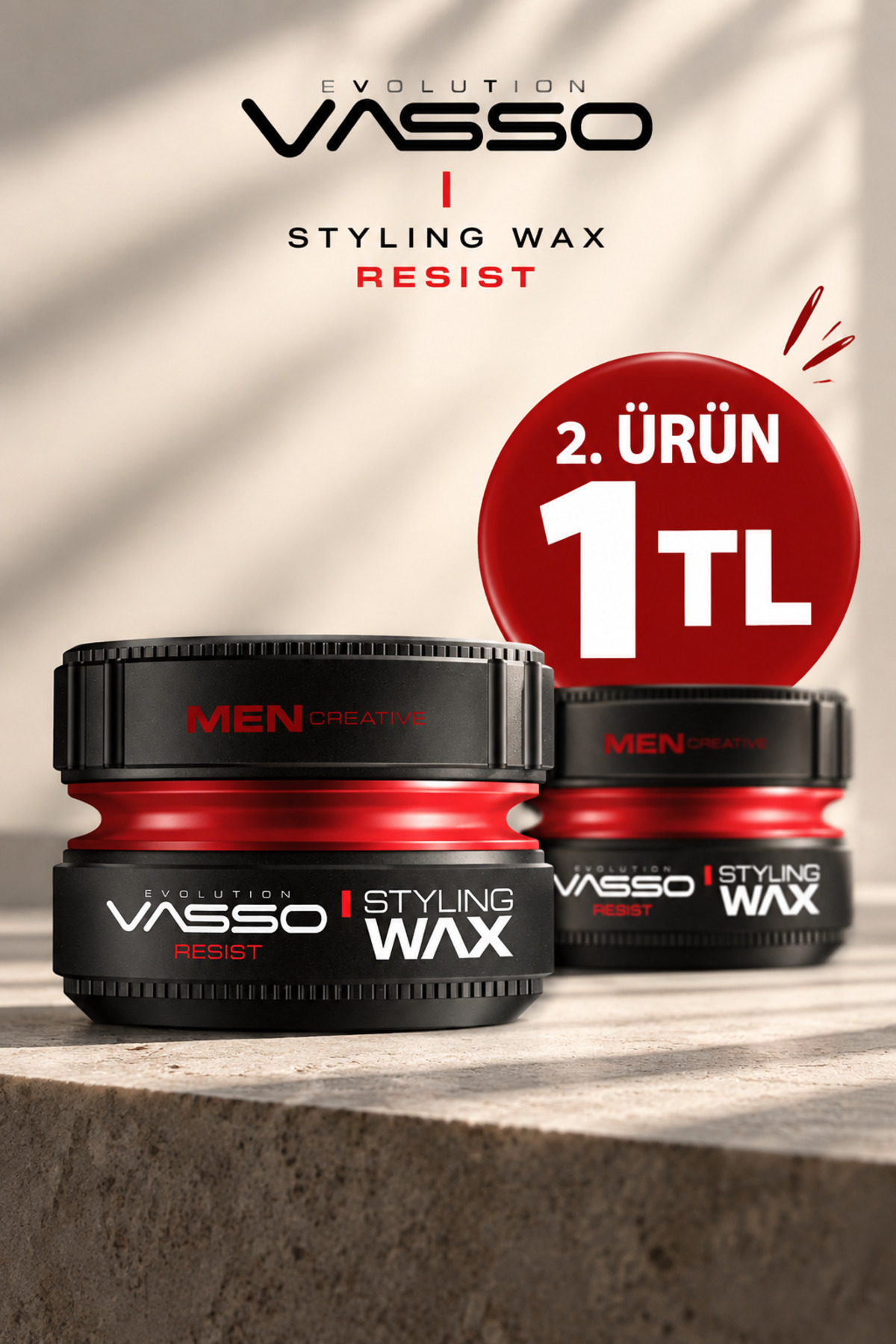 Vasso Men Kısa Saçlar Için 24 Saat Ultra Tutuş Ve Parlaklık Veren Wax - Resist Pro Aqua 150 ml — 8699216347577