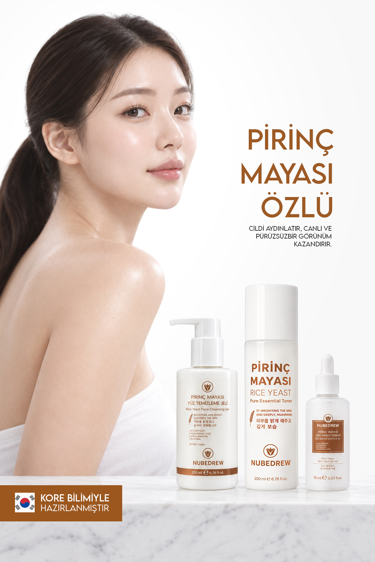 K-Beauty Cam Cilt Bakım Seti 3'lü – Pirinç Mayası Tonik + Leke Karşıtı Serum + Yüz Temizleme Jeli — 3LÜPİRİNÇBKMSET — تصویر 3 از 9