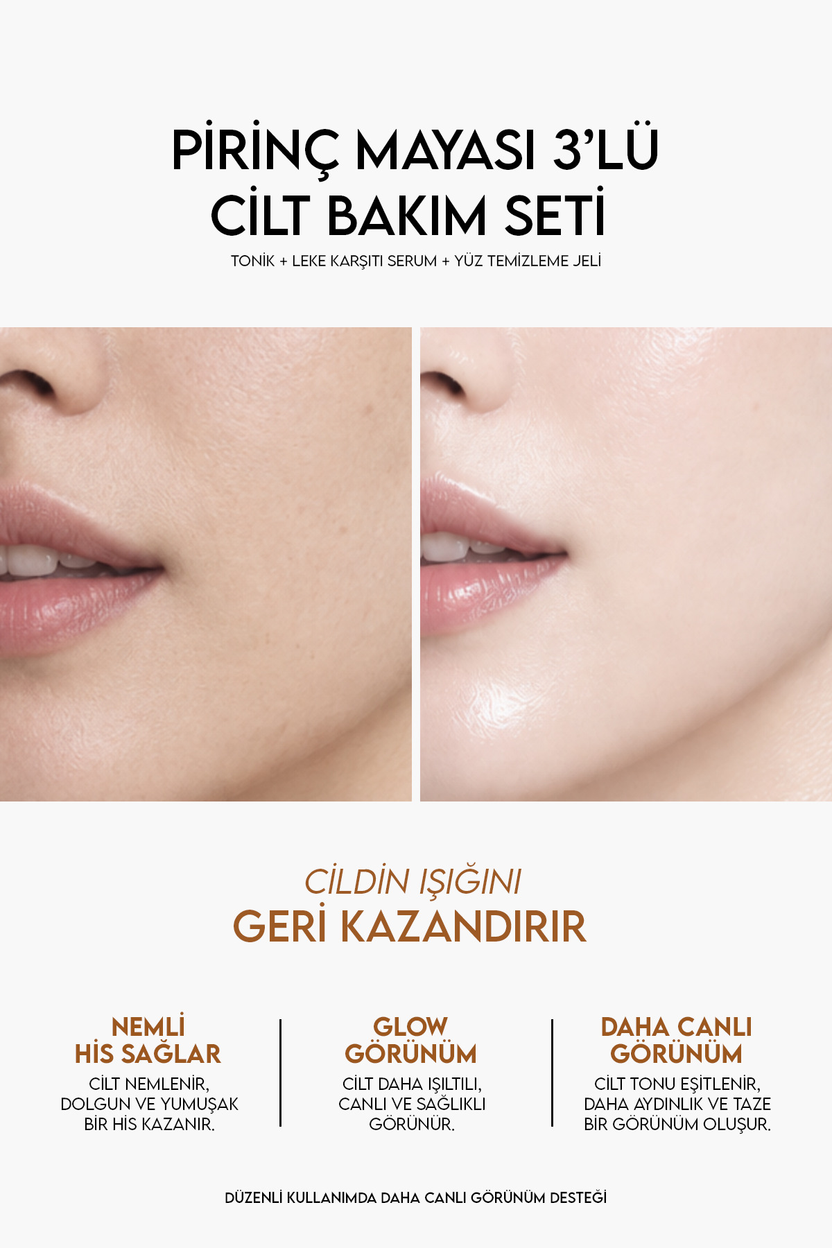 K-Beauty Cam Cilt Bakım Seti 3'lü – Pirinç Mayası Tonik + Leke Karşıtı Serum + Yüz Temizleme Jeli — 3LÜPİRİNÇBKMSET — تصویر 5 از 9