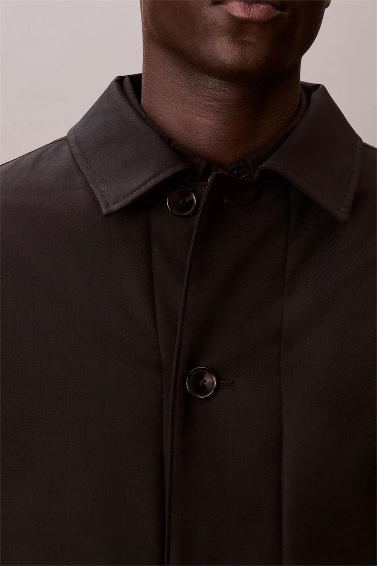 Calvin Klein LS Tech Wool Blend Car Coat Erkek Mont Siyah görsel 2