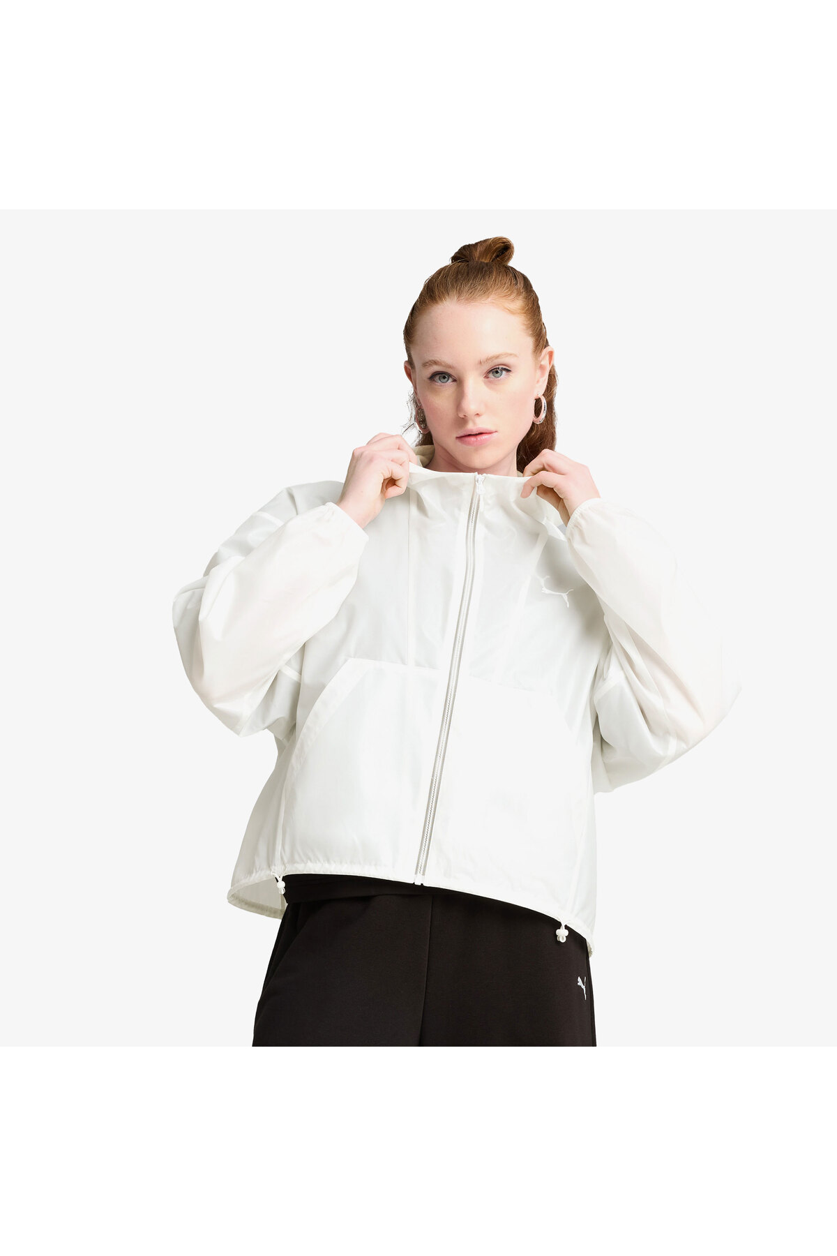 Puma Wardrobe Essentials Oversized Kadın Beyaz Rüzgarlık