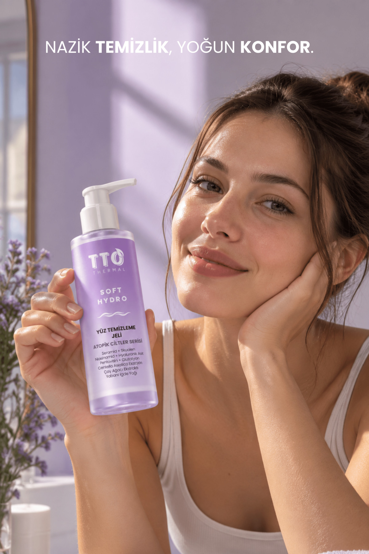 Yüz Temizleme Jeli Nemlendirici 200 ml Thermal Soft Hydro Atopik ve Hassas Cilt Bakımı — 8684576003423 — تصویر 5 از 8