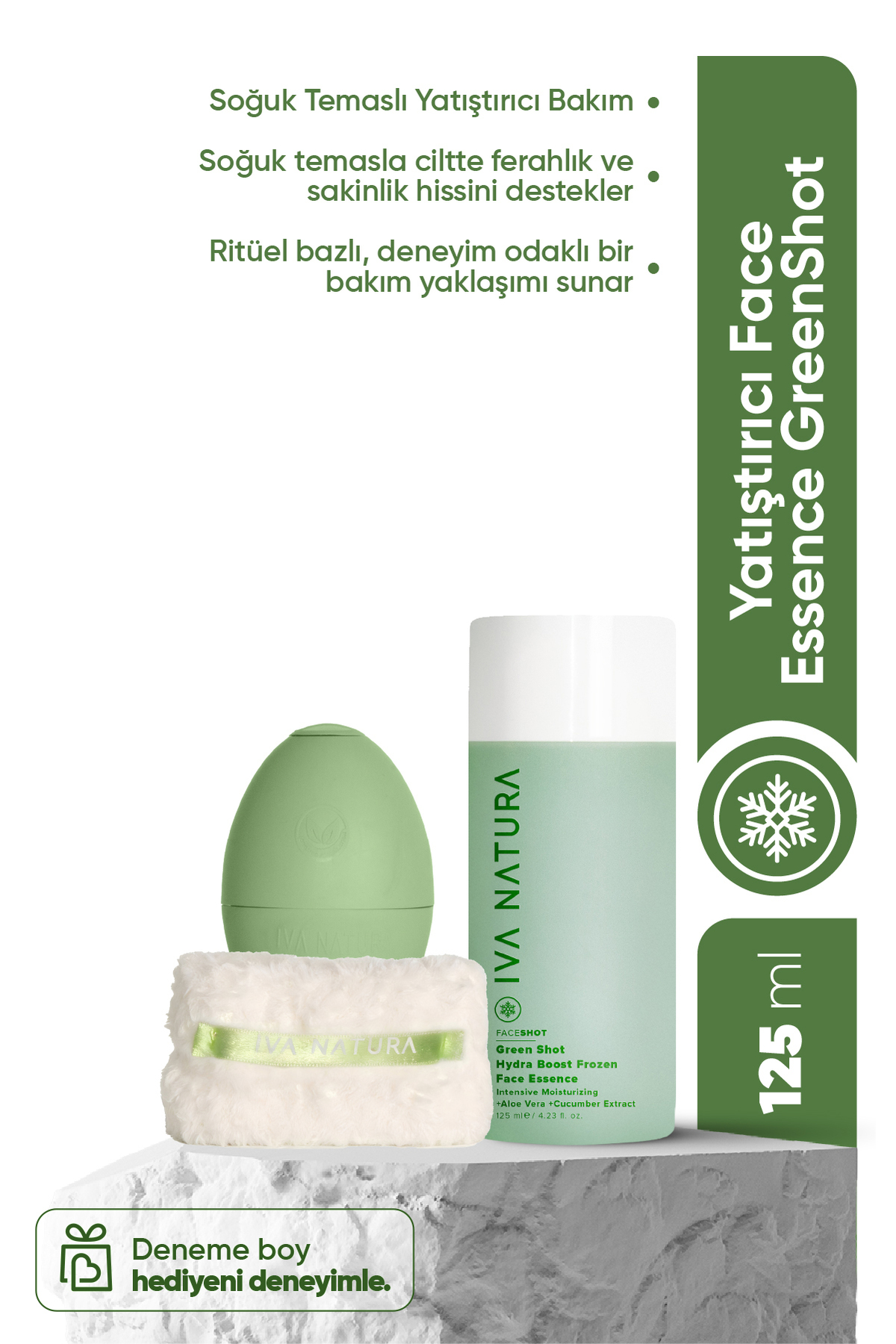 Iva Natura Green Face Shot - Frozen Face Essence 3'lü Set (ESSENCE BİLEKLİK HAVLU BUZ KALIBI) — Face Shot 3'lü set