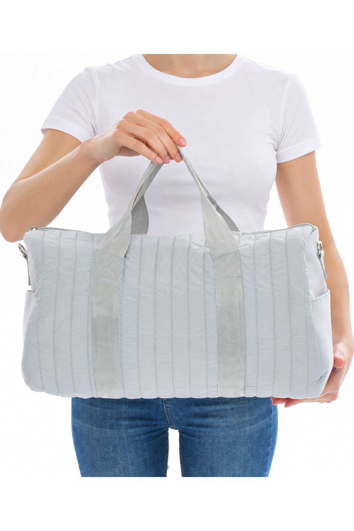 WITH-W Unisex Kapitoneli Cepli Uzun Askılı Kadın Ve Erkek Kullanabilir Seyahat Fitnes Ve Spor Çantası görsel 2