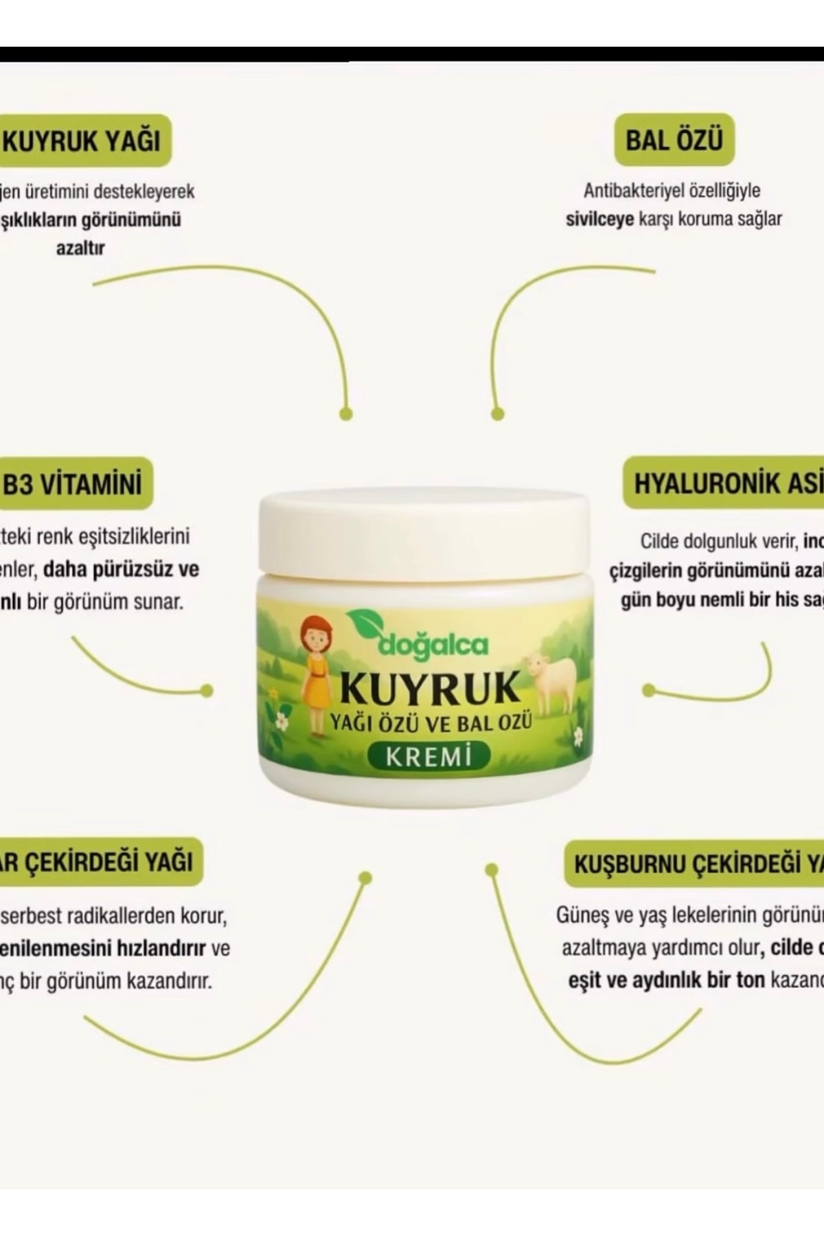Kuyruk Yağlı Bal Ekstresi Kremi-Kırışıklık Karşıtı Cilt Bakım Kremi 50 ml — Krem01 — تصویر 4 از 5
