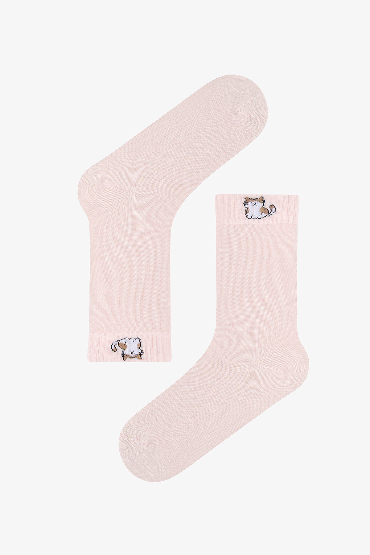 Penti Pembe Beyaz Tiny Puppies Kedi Desenli Pamuklu 3 Çift Soket Çorap görsel 2