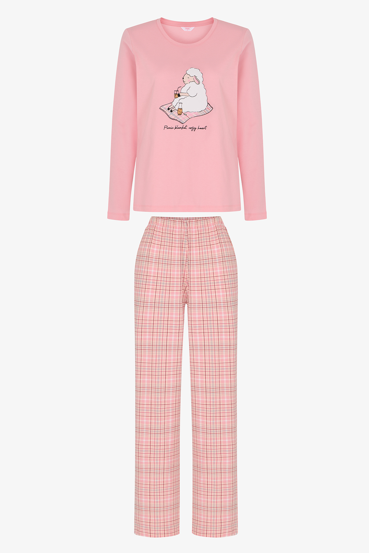 Penti Pembe Rahat Kalp Uzun Kollu Pantolon Pijama Takımı görsel 5