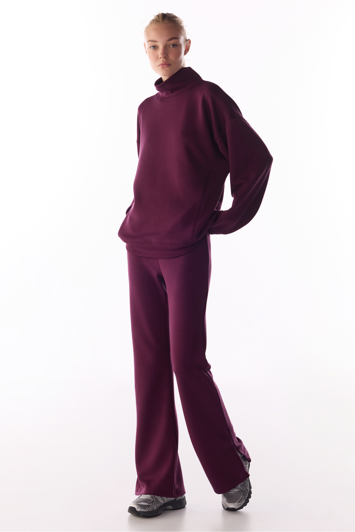 Penti Bordo İpeksi Dokunuş Silky Touch Paça Detaylı İspanyol Paça (Flare) Pantolon görsel 4