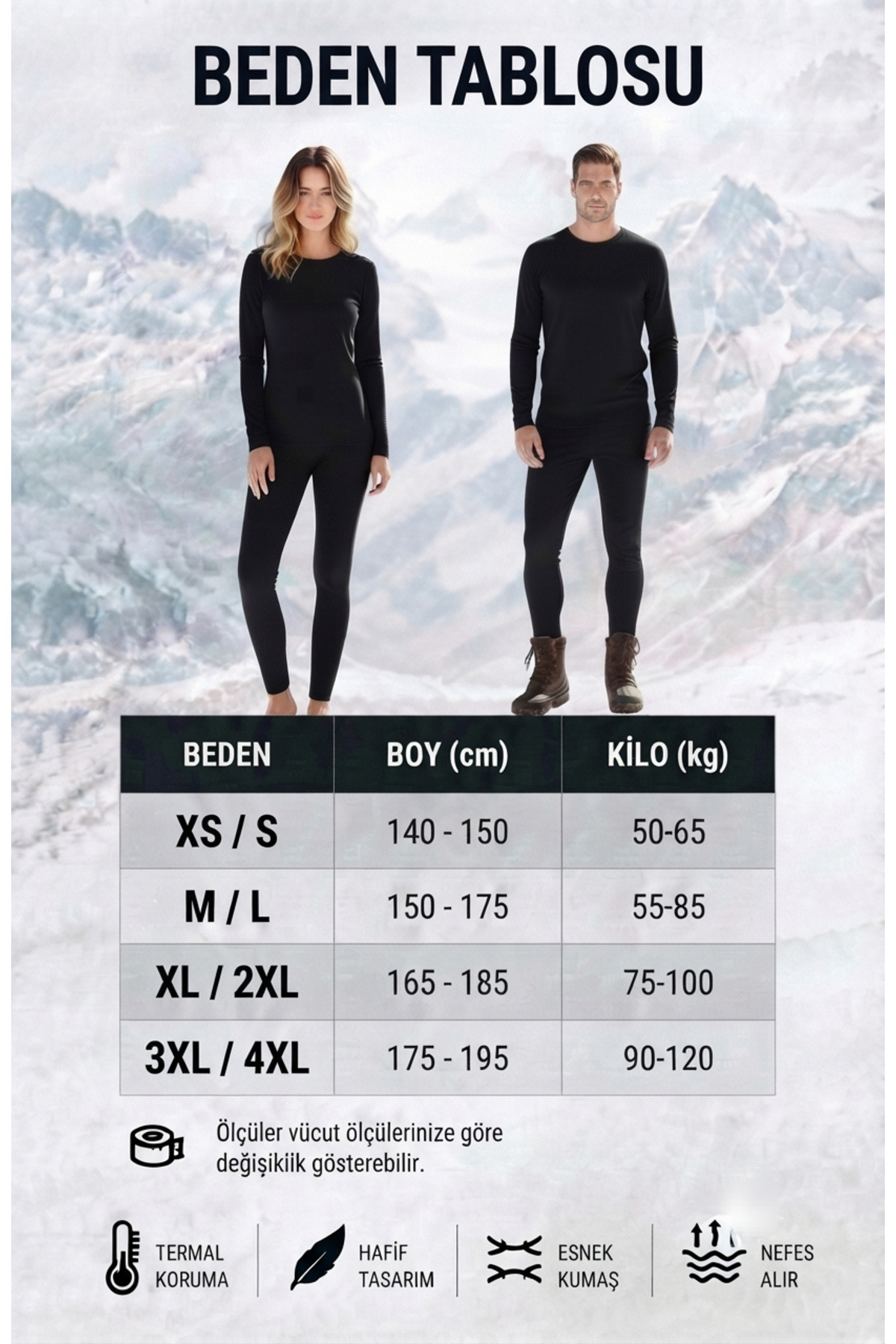 JAKC WAYS Unisex Termal Içlik Takım, Içi Şardonlu görsel 2