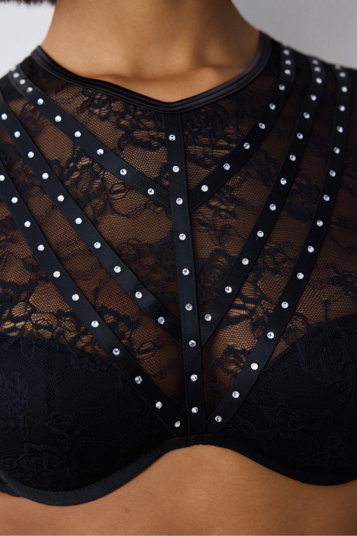 Penti Shinny Lace Dantel Uzun Kollu Siyah Croplet görsel 4