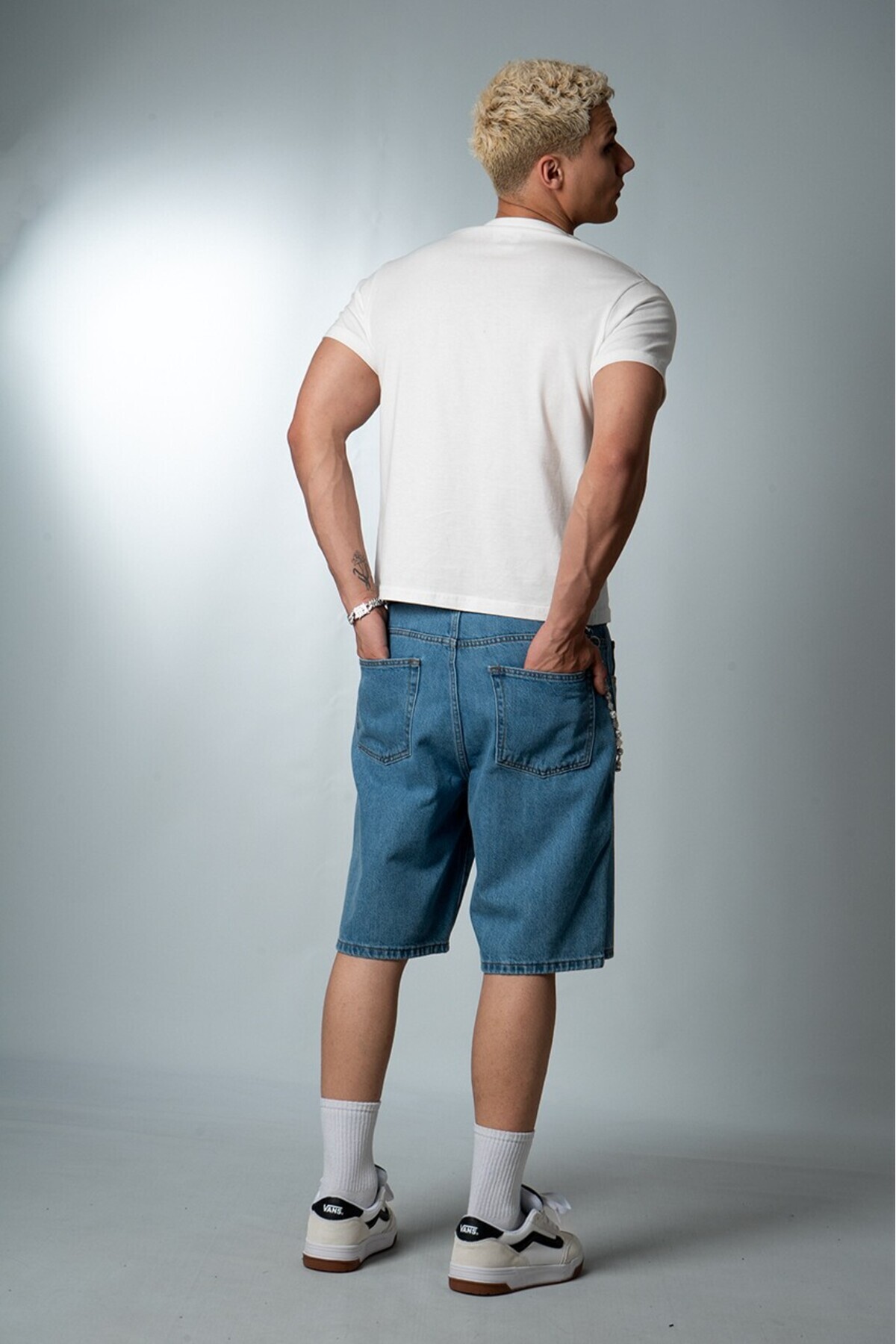 UKHWD SUPPLY Açık Mavi Baggy Denim Urban Jort Erkek Şort UK1450MVA görsel 5