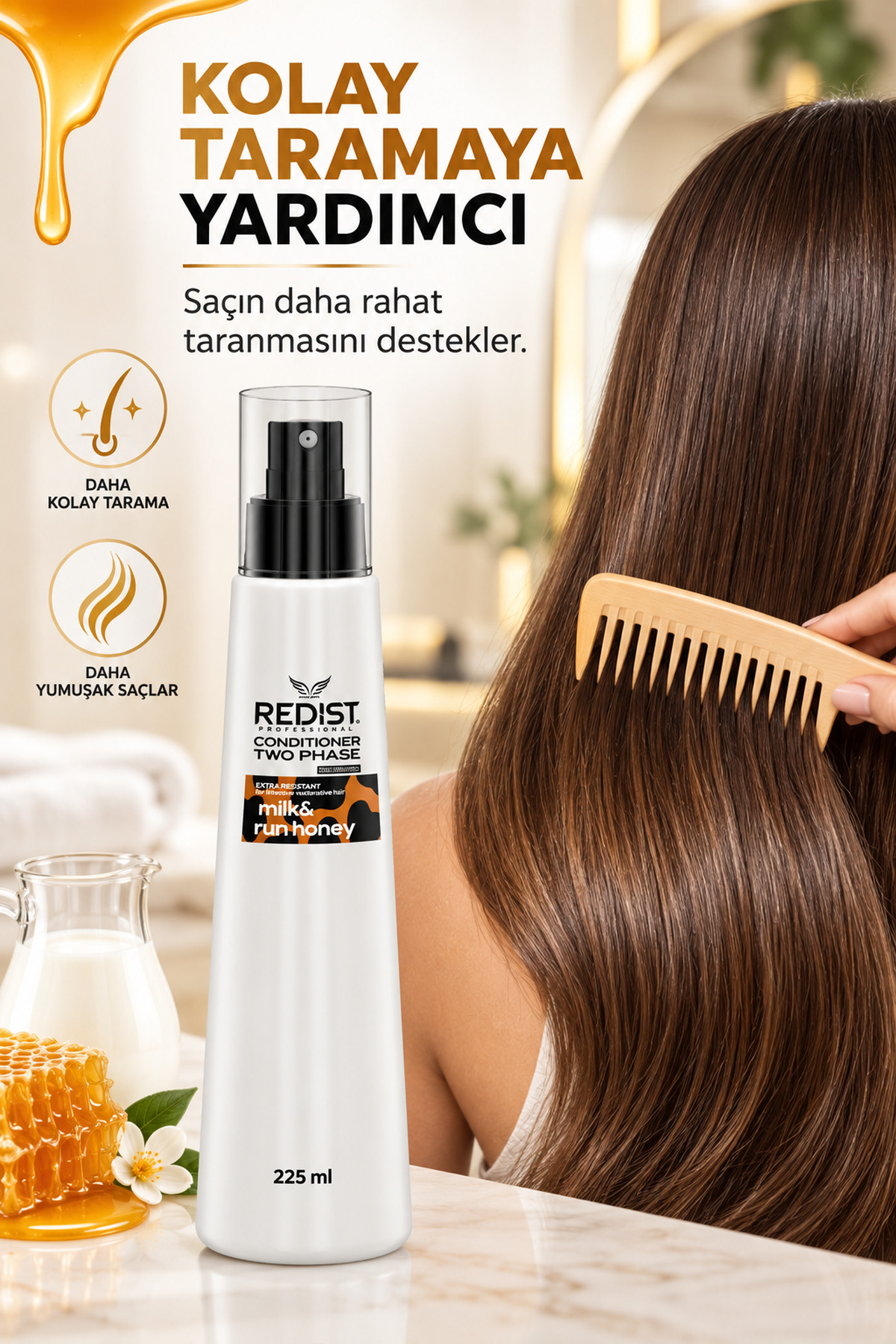 Milk Therapy Isıya Karşı Koruma Kolay Tarama Ve Yoğun Nemlendirme Özellikli Fön Sütü - Vegan 225 ml — 852 06 003 012 1 005 — تصویر 2 از 8