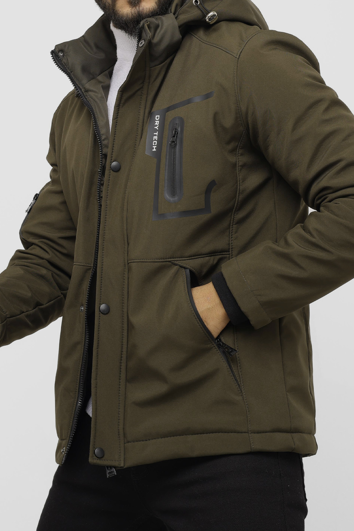 Outdoor Su Geçirmez İçi Kürklü Kayak Montu — خاکی SBT5556 — تصویر 3 از 4