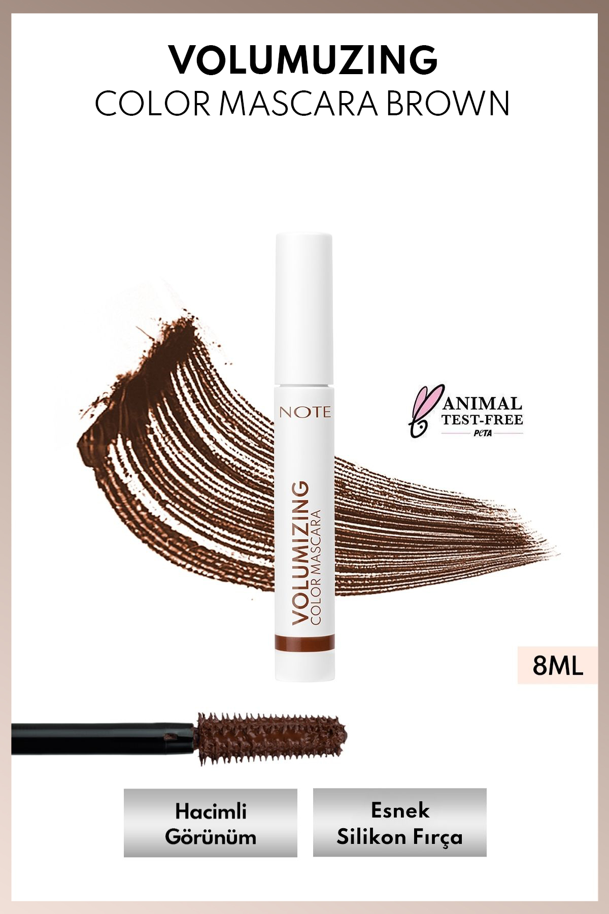 NOTE Volumizing Color Hacim ve Uzatma Etkili Renkli Tubing Maskara - Kahverengi