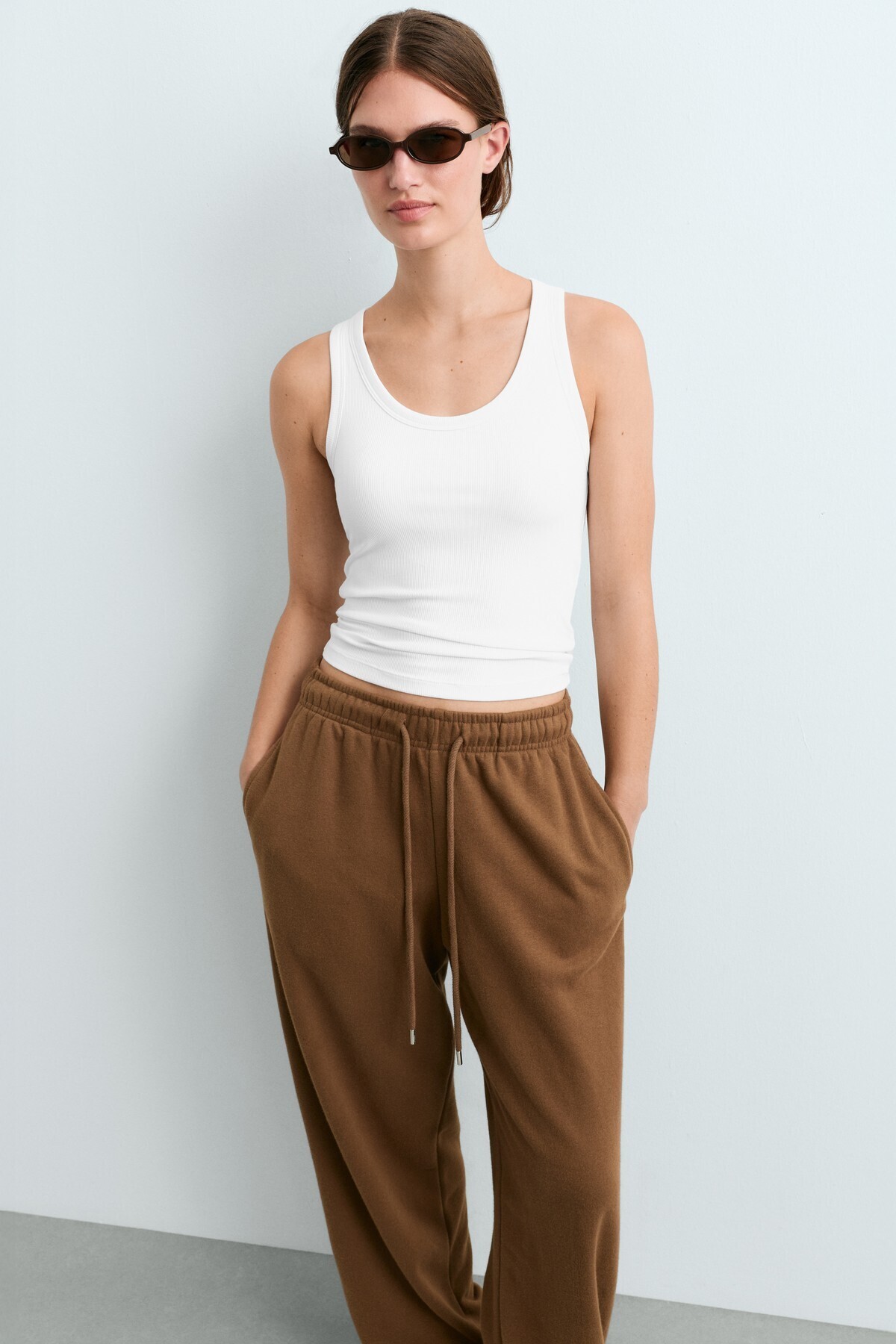Modal karışımlı fitilli tank top