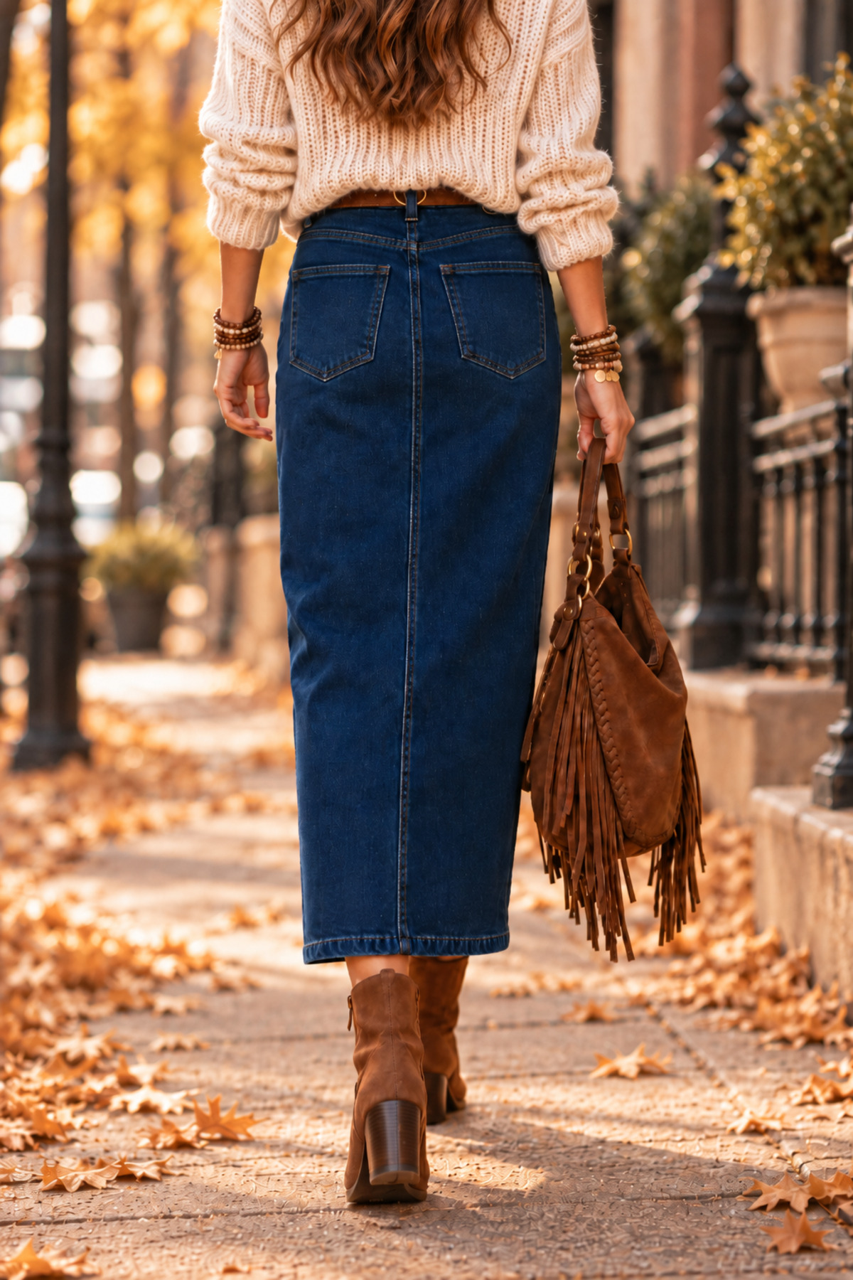 Dema Kadın Pamuklu Koyu Mavi Denim Etek görsel 4