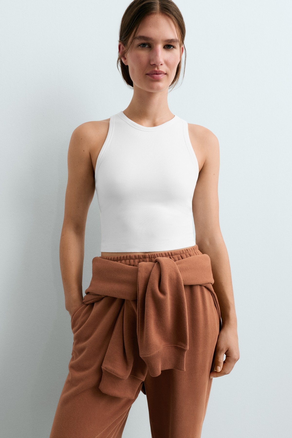 Modal karışımlı uzun fitilli tank top