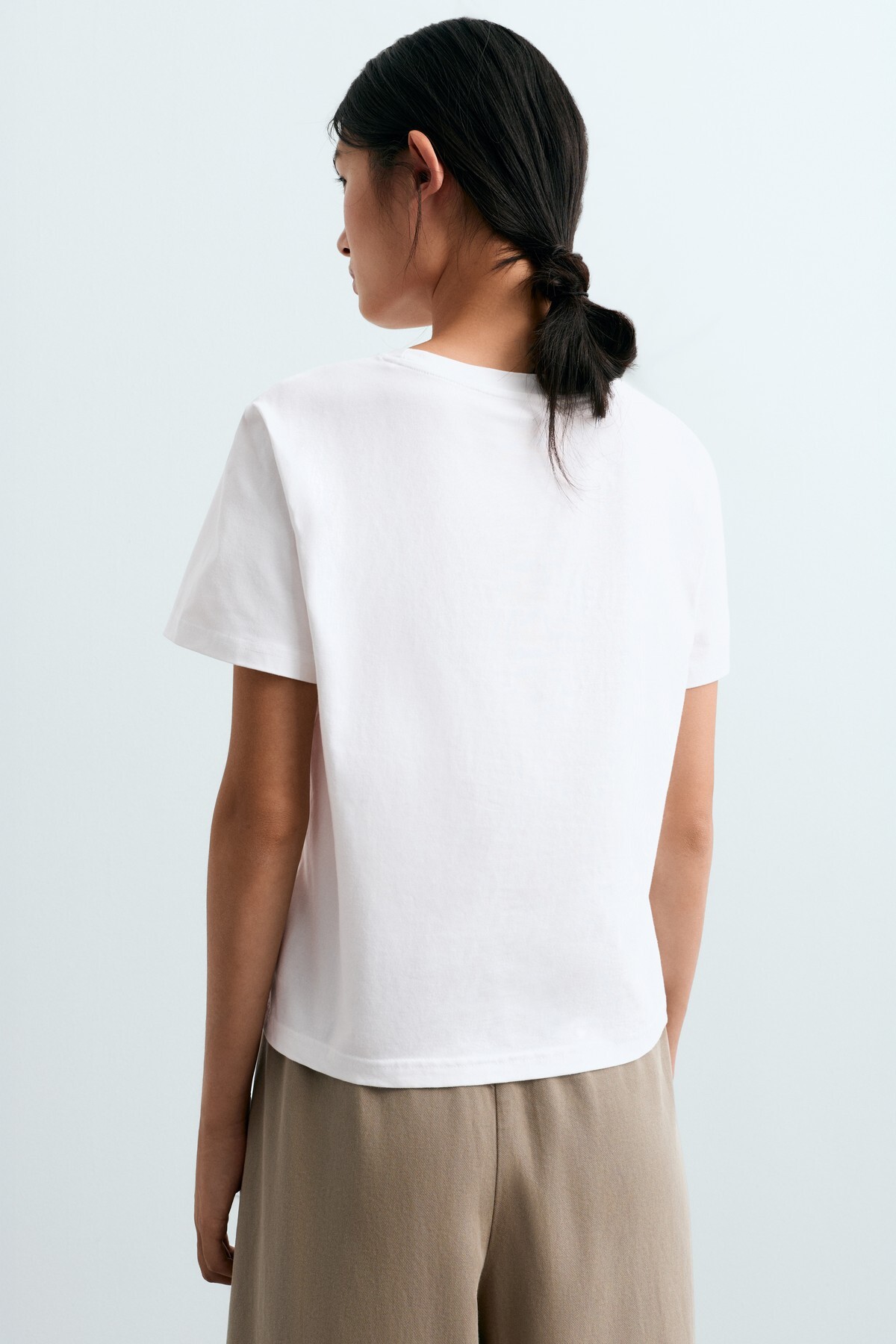 Oysho Normal kesim pamuklu kısa kollu T-shirt görsel 4