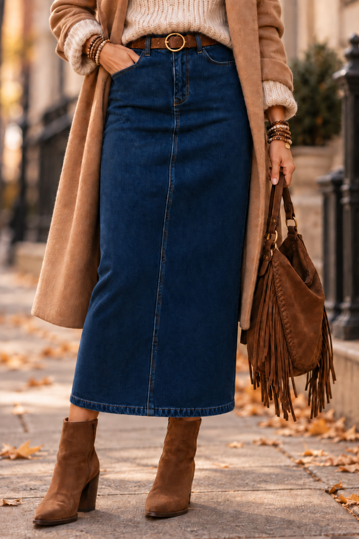 Dema Kadın Pamuklu Koyu Mavi Denim Etek