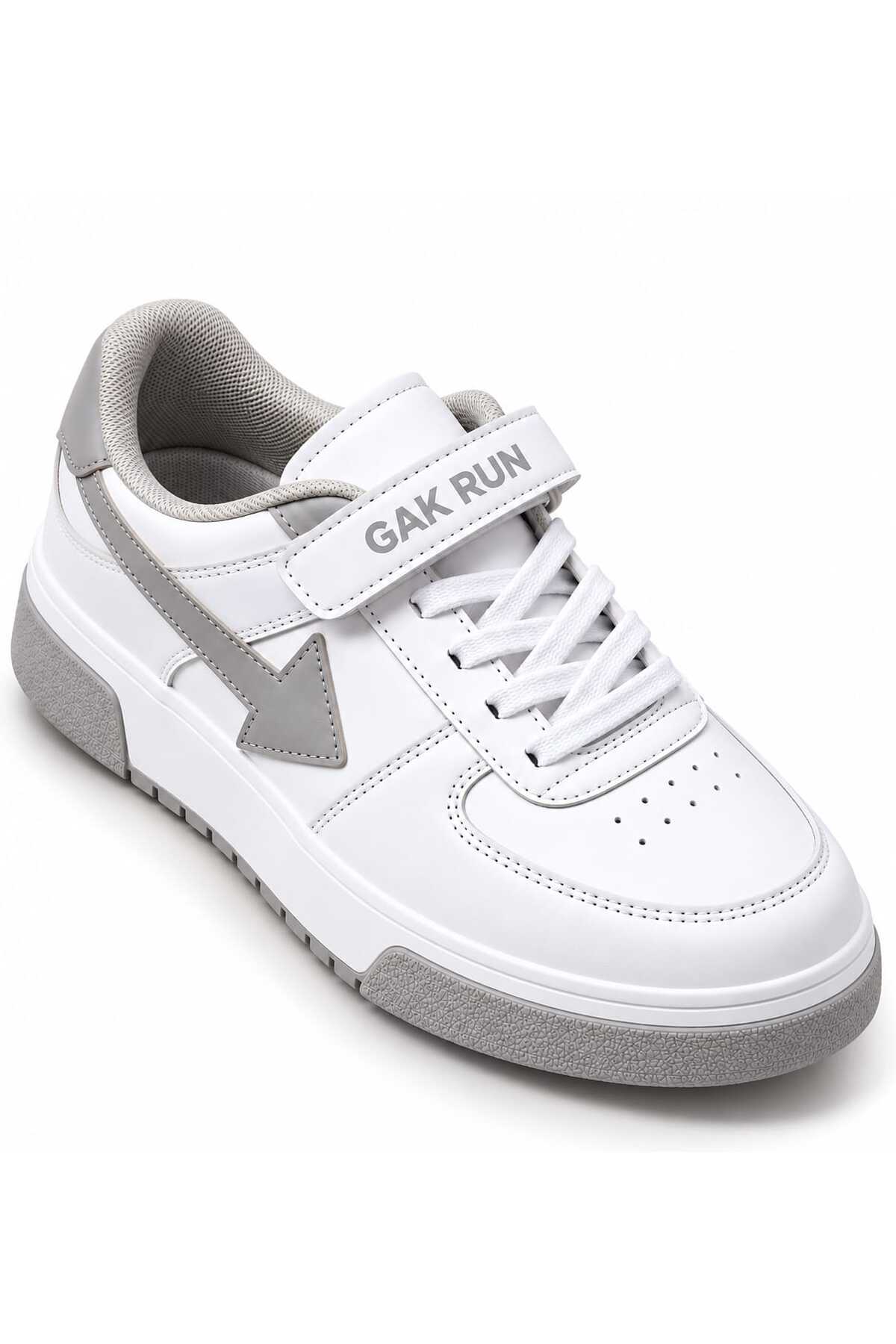 GAK RUN Unisex Cırtlı Beyaz GRi Rahat Hafif Günlük Sneaker Ayakkabı – Konforlu