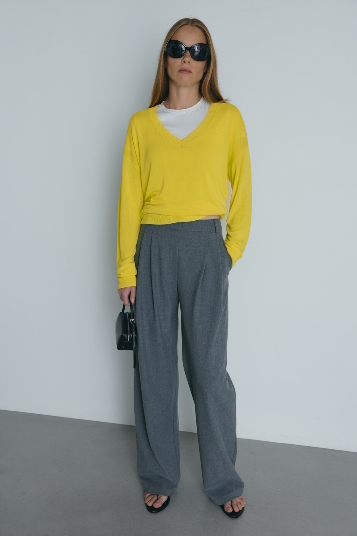 Suud Collection Gri Lina Pileli Pantolon görsel 8