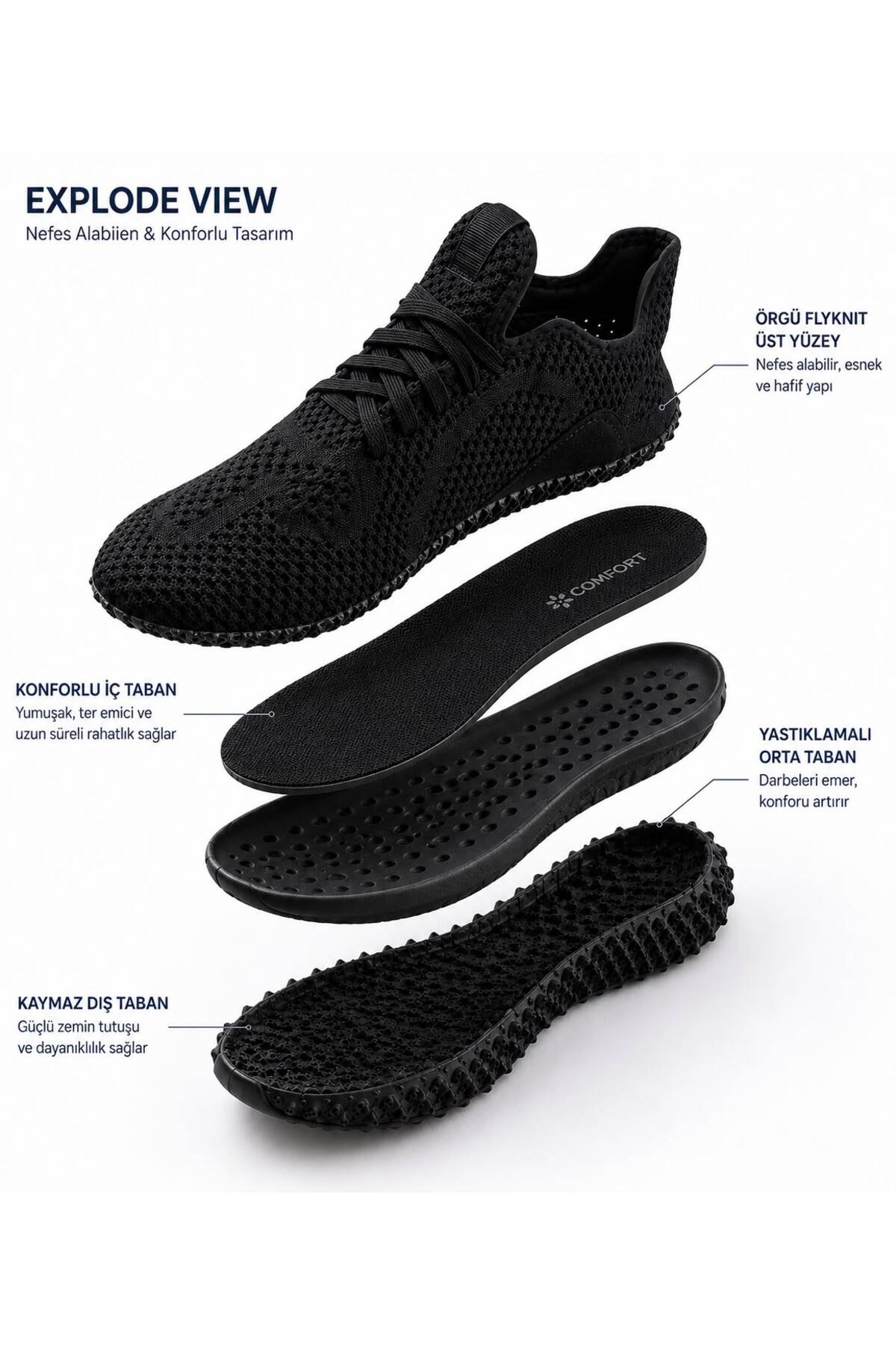 NOCS Unisex Örme Triko Casual Ayakkabı görsel 5