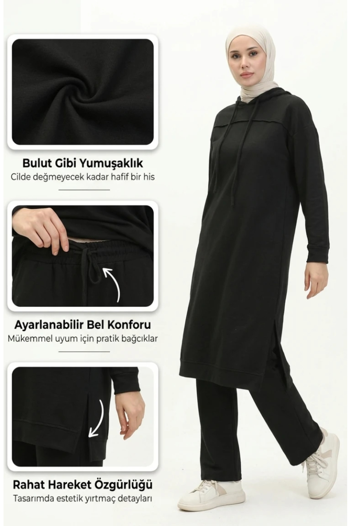 sefamerve İki İplik Eşofman Takım 3034-03 Siyah