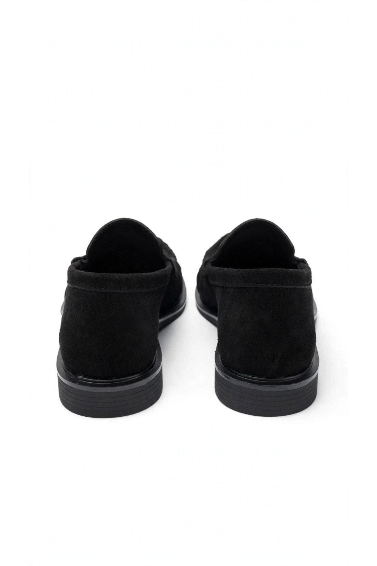 Trendlov OLVENİA Siyah Süet Kadın Loafer - Büzgülü Penny Moccasin görsel 5