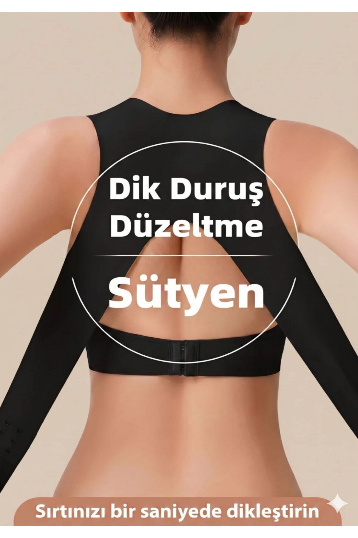 trendform360 Kadın Dik Duruş Destekli Toparlayıcı Korse Sütyen | Dikişsiz Spor Büstiyer | Yan ve Sırt Toparlayan Kamburluk- Kifoz Skolyoz- Postür Düzeltici Omuz Sırt Destekleyici görsel 2
