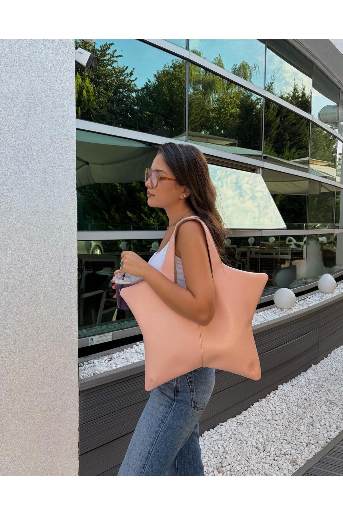 Senza Vedere Star Yıldız Form Kadın Omuz Çantası - Pembe görsel 4
