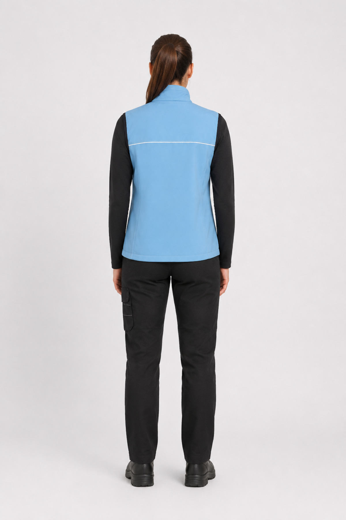 Unisex Mavi Reflektör Şeritli Fermuarlı Softshell İş Yeleği Mavi · Fotoğraf 4