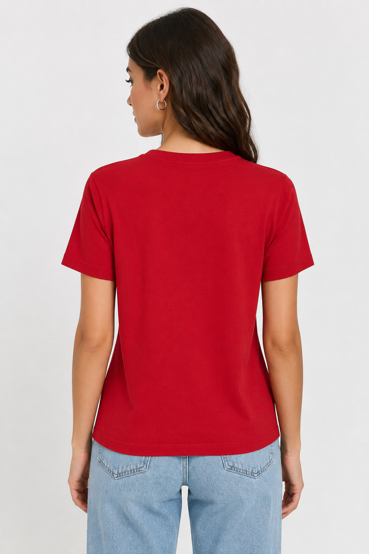 Unisex Kırmızı Düğmeli Yaka Kısa Kollu Regular Fit Basic Tişört Kırmızı · Fotoğraf 7