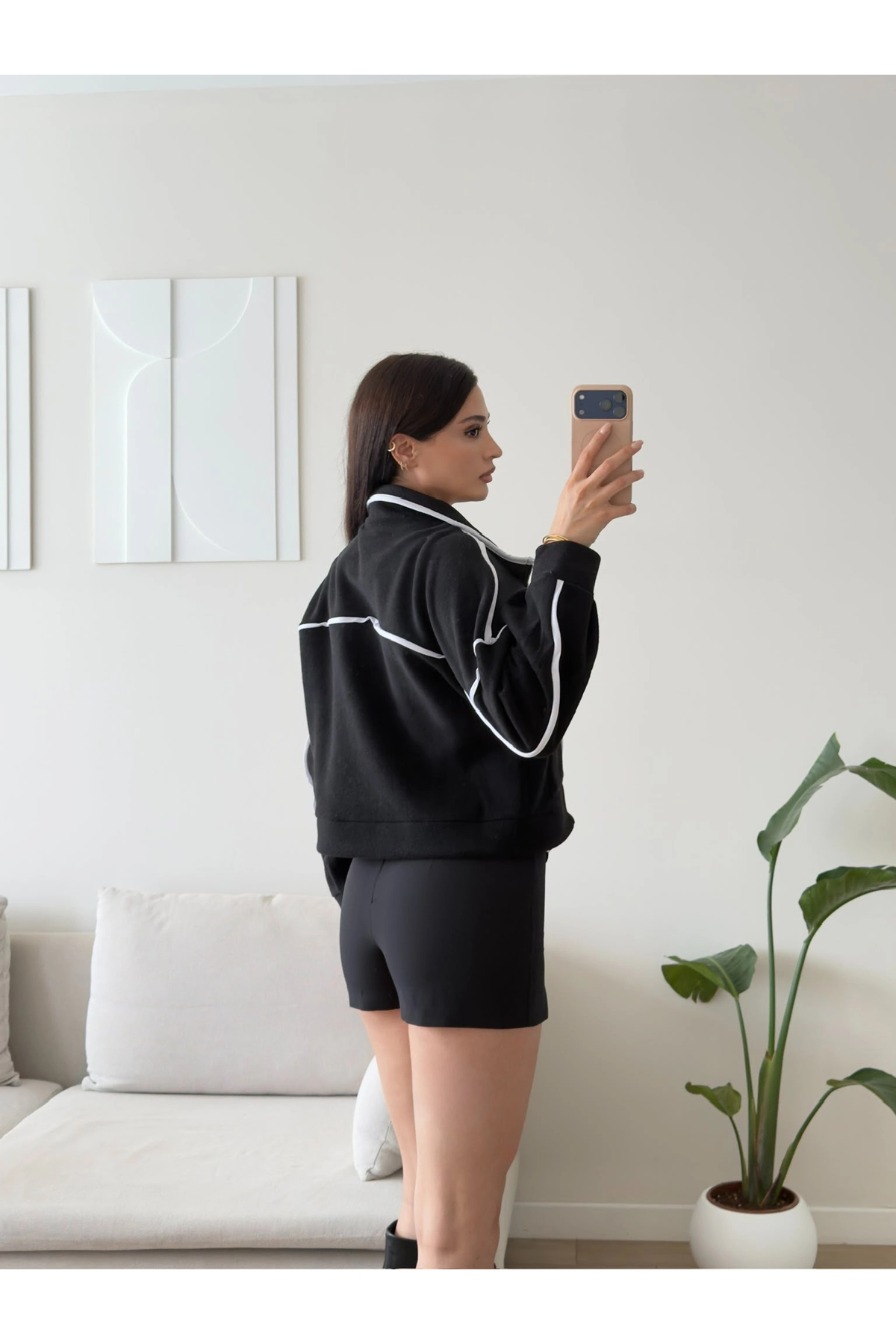 Zoom Butik Premium Biyeli Oversize Ceket - SİYAH görsel 2