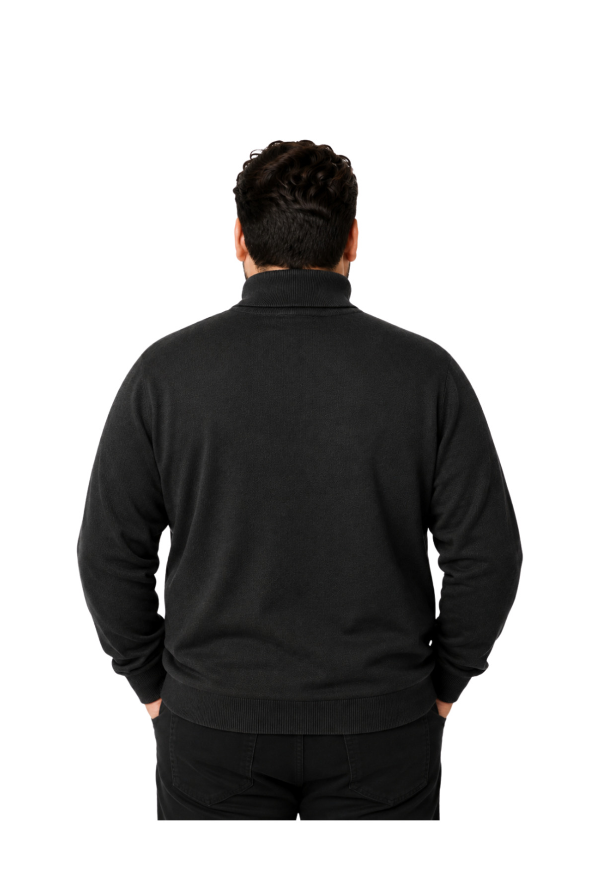 BattalModa Erkek Büyük Beden Antrasit Tam Balıkçı Pamuklu Kazak 3XL-4XL-5XL-6XL görsel 3