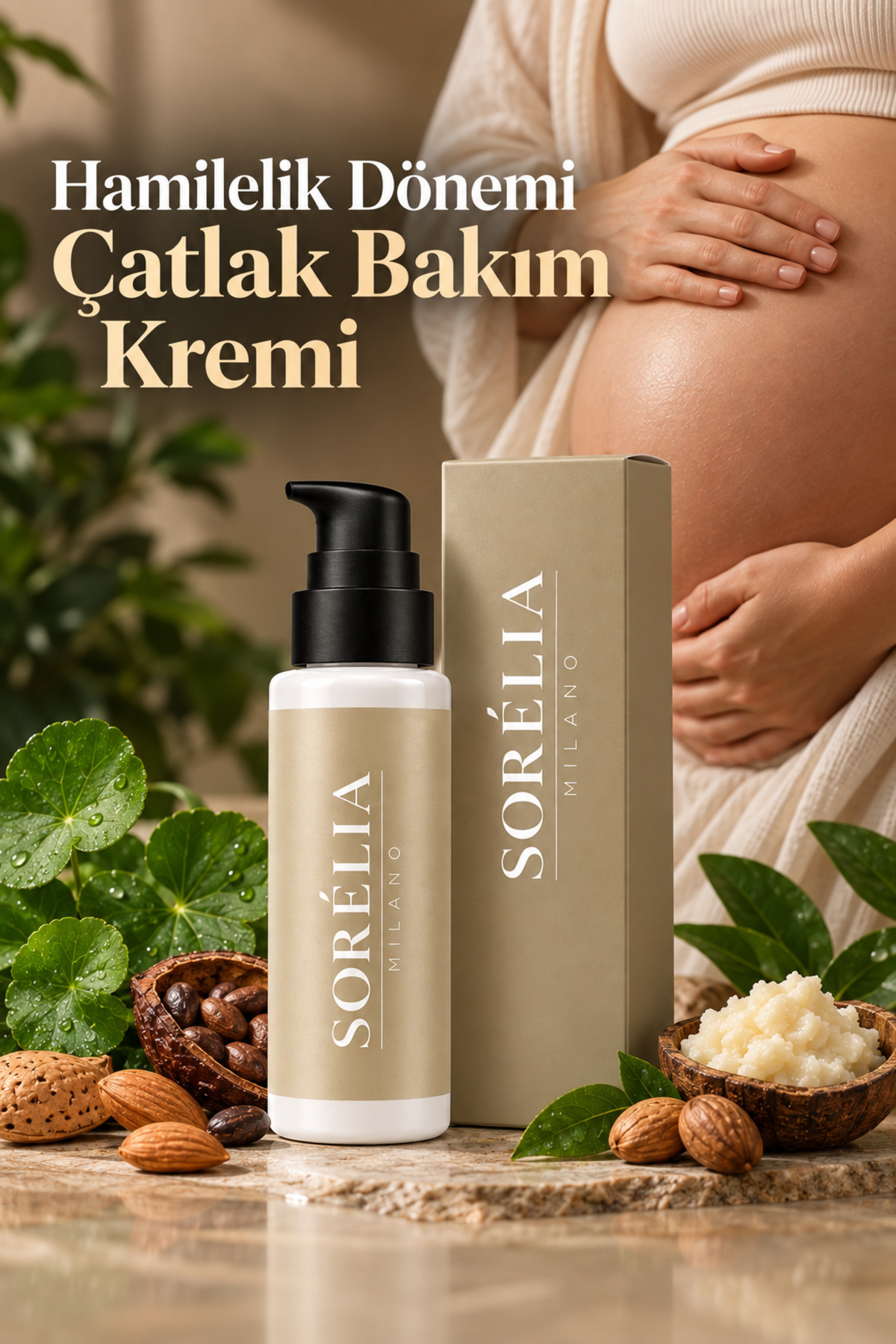 Sorelia Hamilelik Dönemi Çatlak Önleyici yoğun bakım kremi Karın , Bel , Kalça , Basen Bacak Kremi — Sorelia