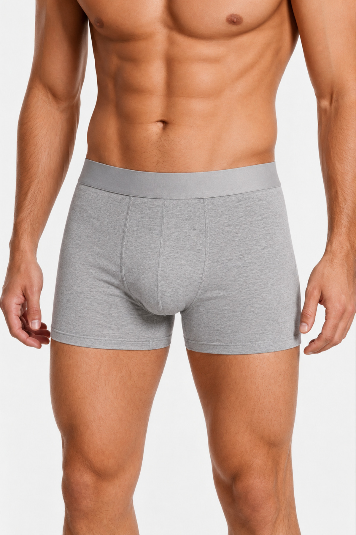 BARO UNDERWEAR 10'lu Paket Erkek Gri Full Likralı Pamuklu Premium Boxer Seti görsel 3