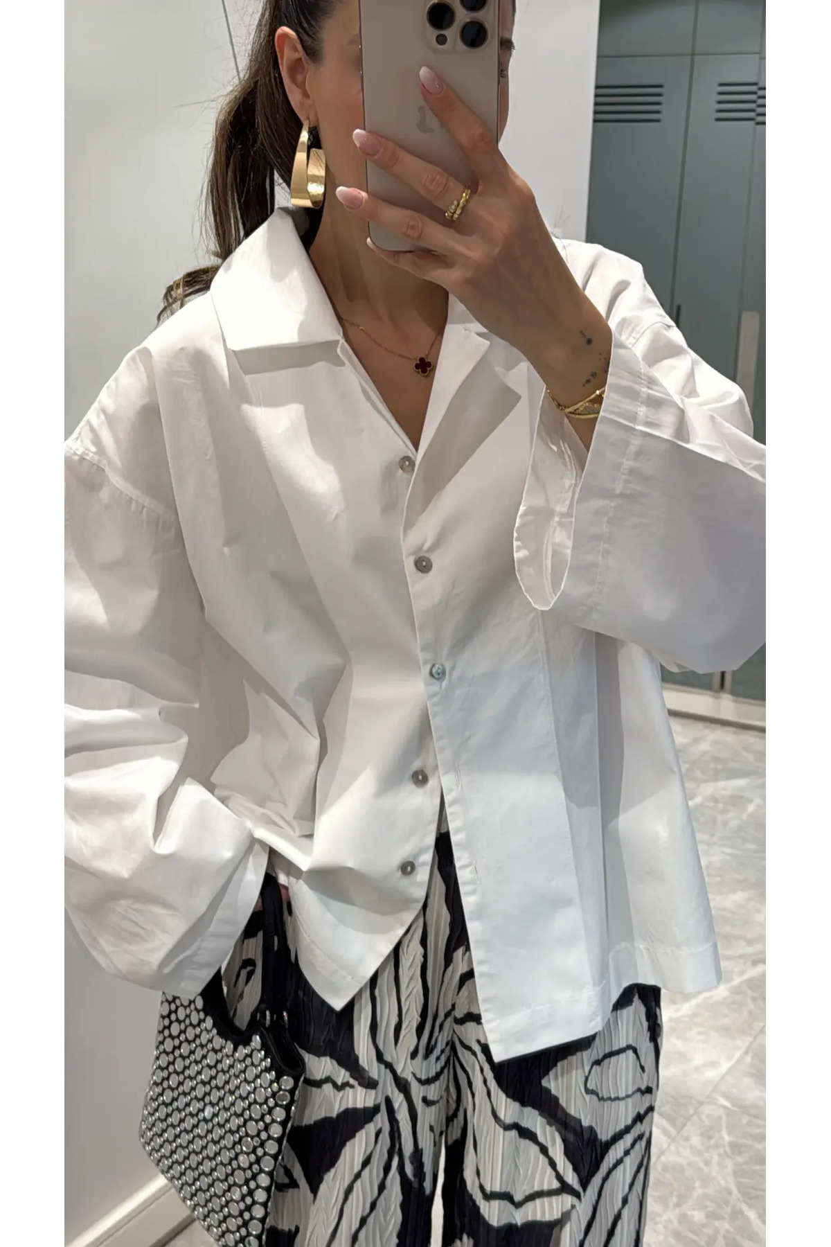 sinem kıvanç Oversize Poplin Gömlek görsel 4