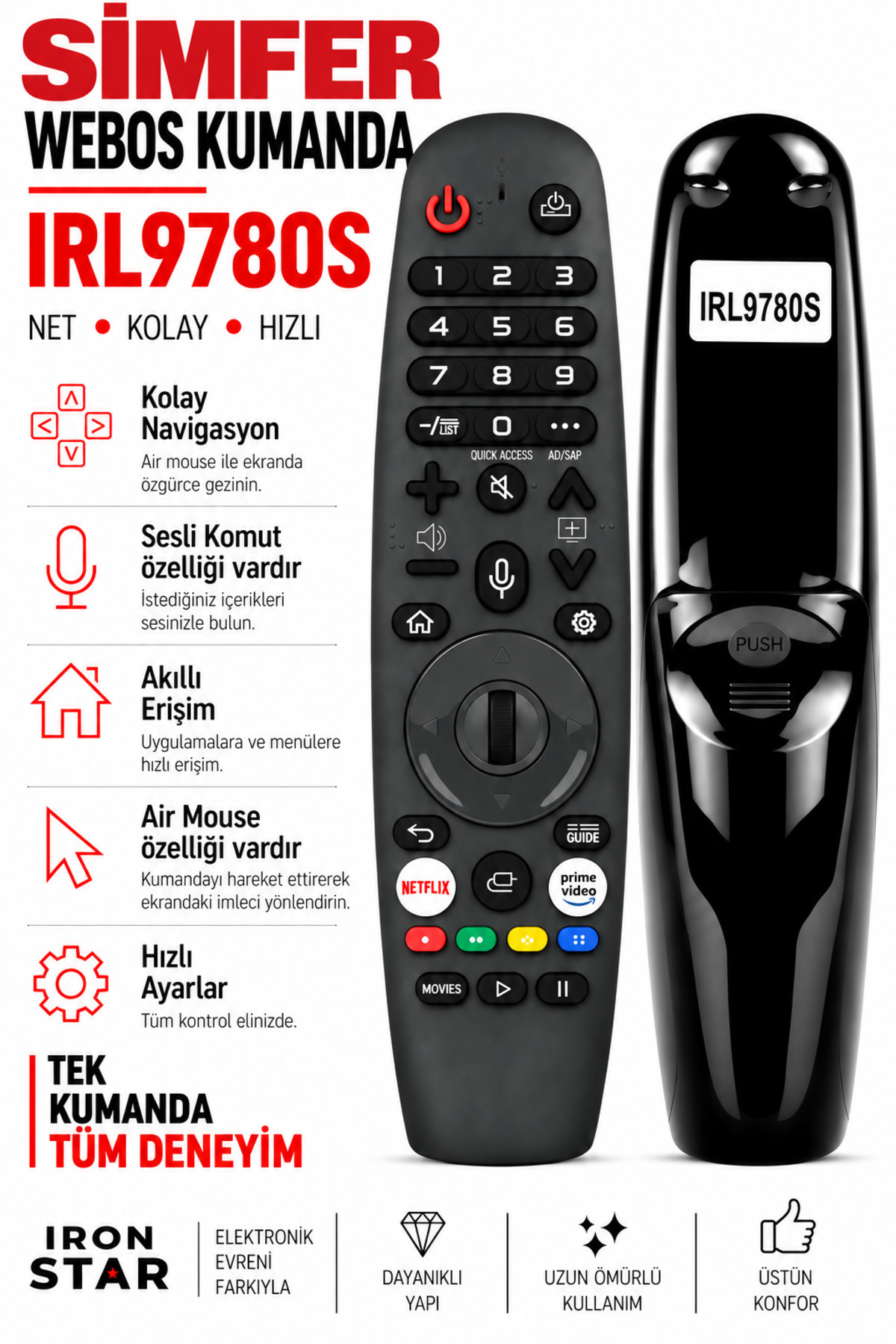 Simfer webos sesli kumanda / airmouse kumanda / sihirli kumanda muadili / Akıllı TV sesli komut kumandası / Mikrofonlu TV kumandası / Smart TV kumanda / Android TV kumanda Televizyon